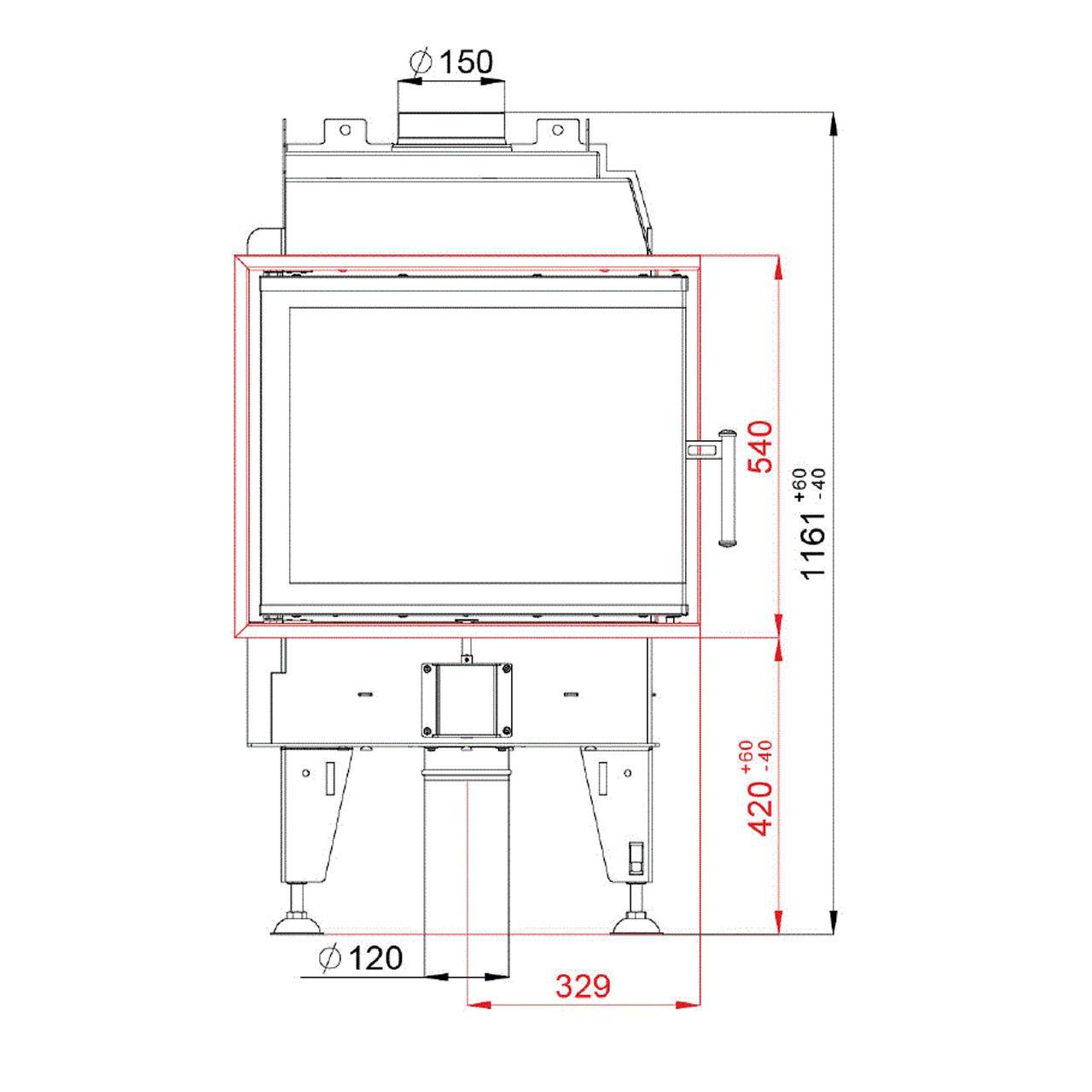 Kamineinsatz BeF Therm 7 CP/CL 7,4 KW - Ausführung:  CP Seitenfenster rechts