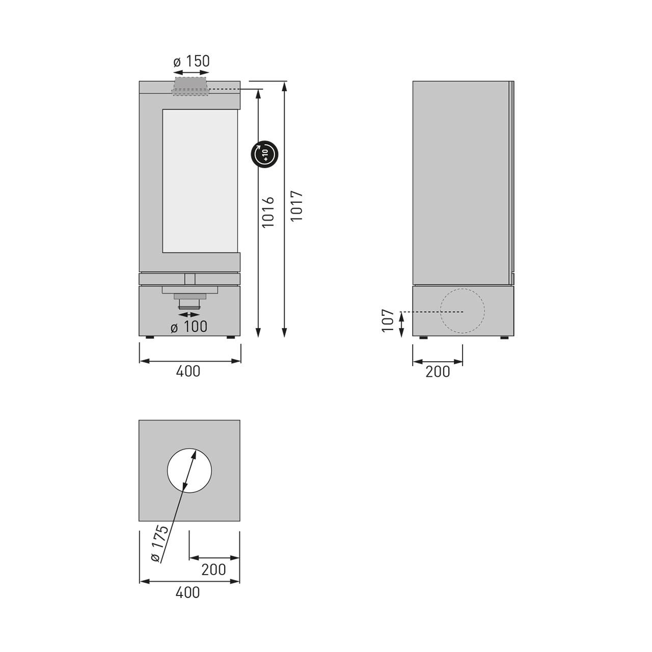 Kaminofen Skantherm Elements 3.0 6,9 kW - Ausführung: RLA, Drehbar, Türanschlag links