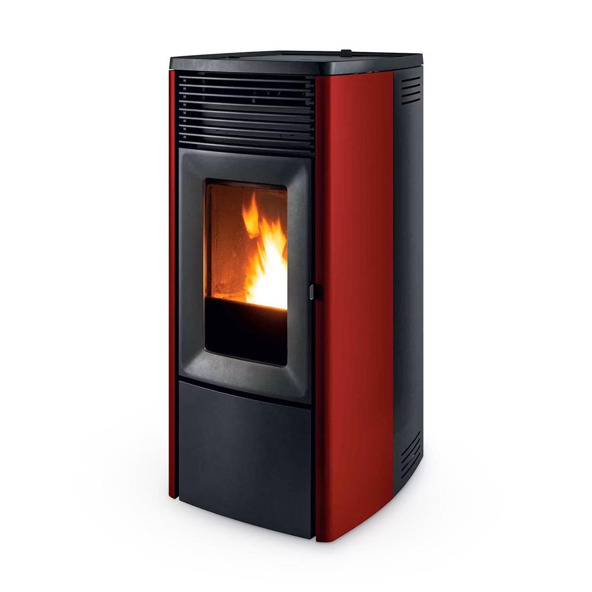 Pelletofen wasserführend MCZ Ego Hydro Matic 12 R 12 kW - Verkleidung: 304 Bordeaux metal