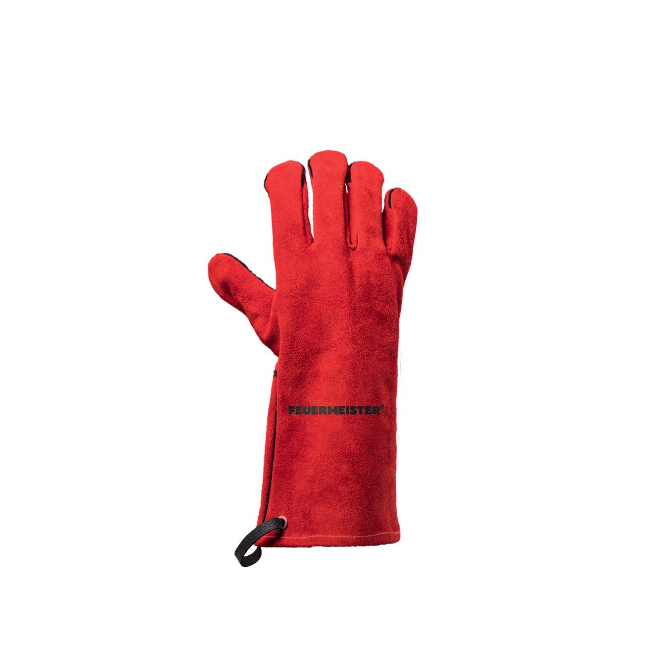 Feuermeister Premium BBQ Grillhandschuhe aus Spaltleder in Rot - Ausführung: Gr. L/XL (10)