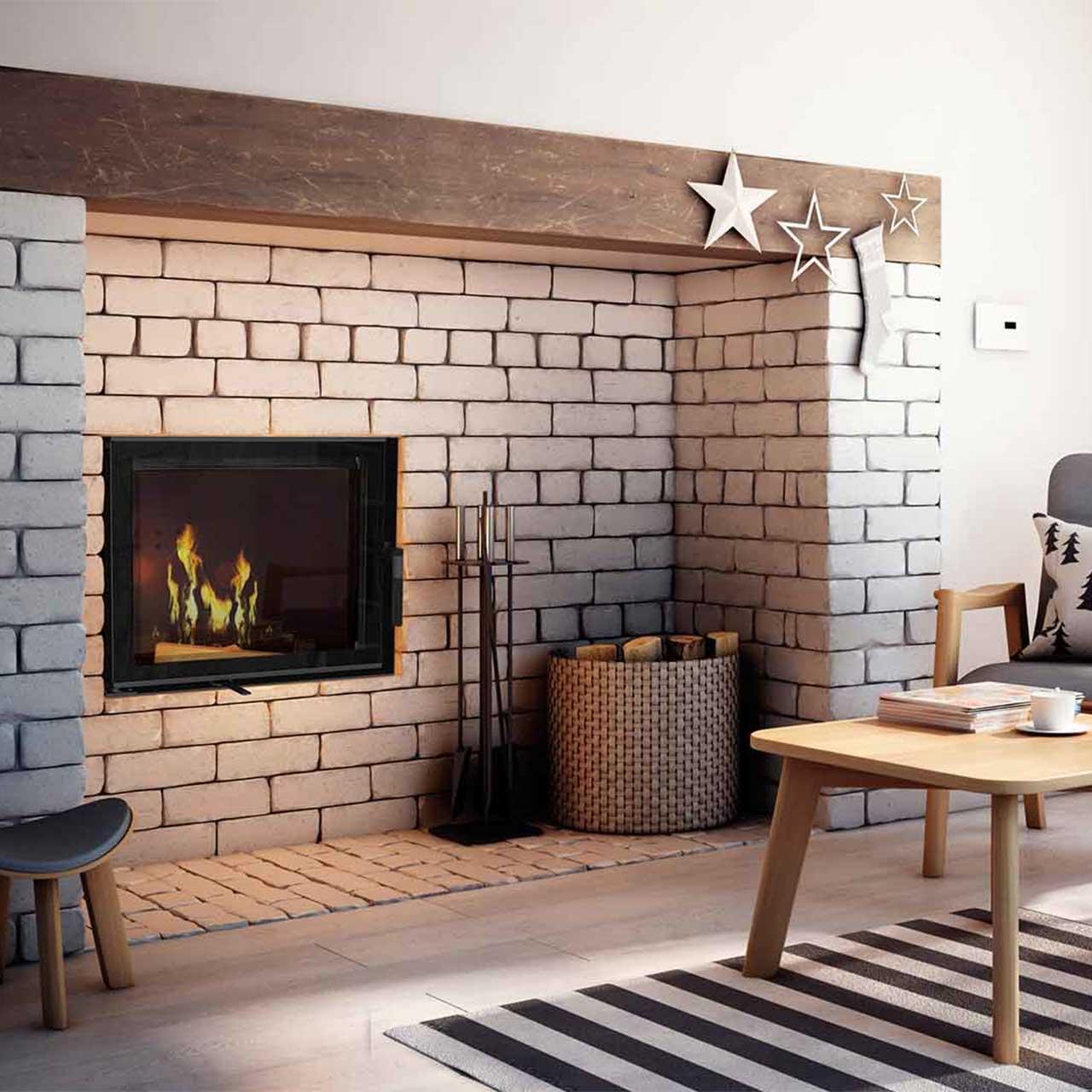 Kamineinsatz wasserführend Kratki MBM 12 kW - Feuerraumauskleidung: weiß