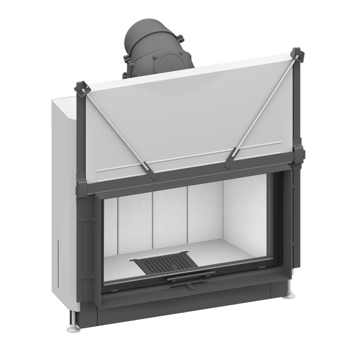 Kamineinsatz Schmid Lina 87 h mit 10 kW - Türhöhe: 51 cm - Brennraumauskleidung: Schamotte Weiß - modulares Blendrahmensystem: ja
