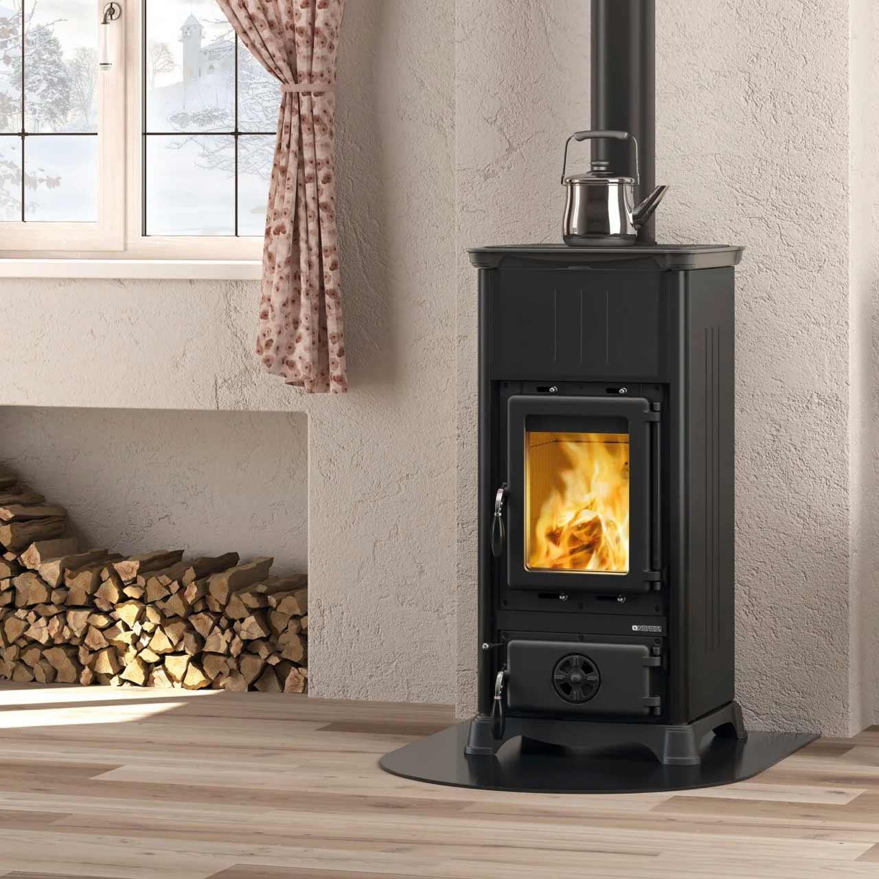 Kaminofen La Nordica Emiliana.165 6,5 kW - Ausführung: Stahl Anthrazit Schwarz