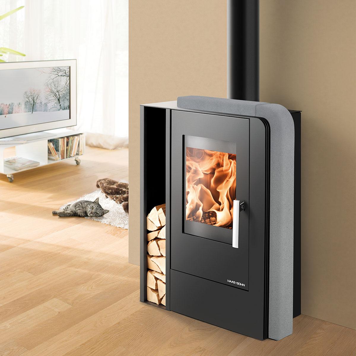 Kaminofen Haas und Sohn Aruba easy 6,3 kW - Verkleidung: Quarzit