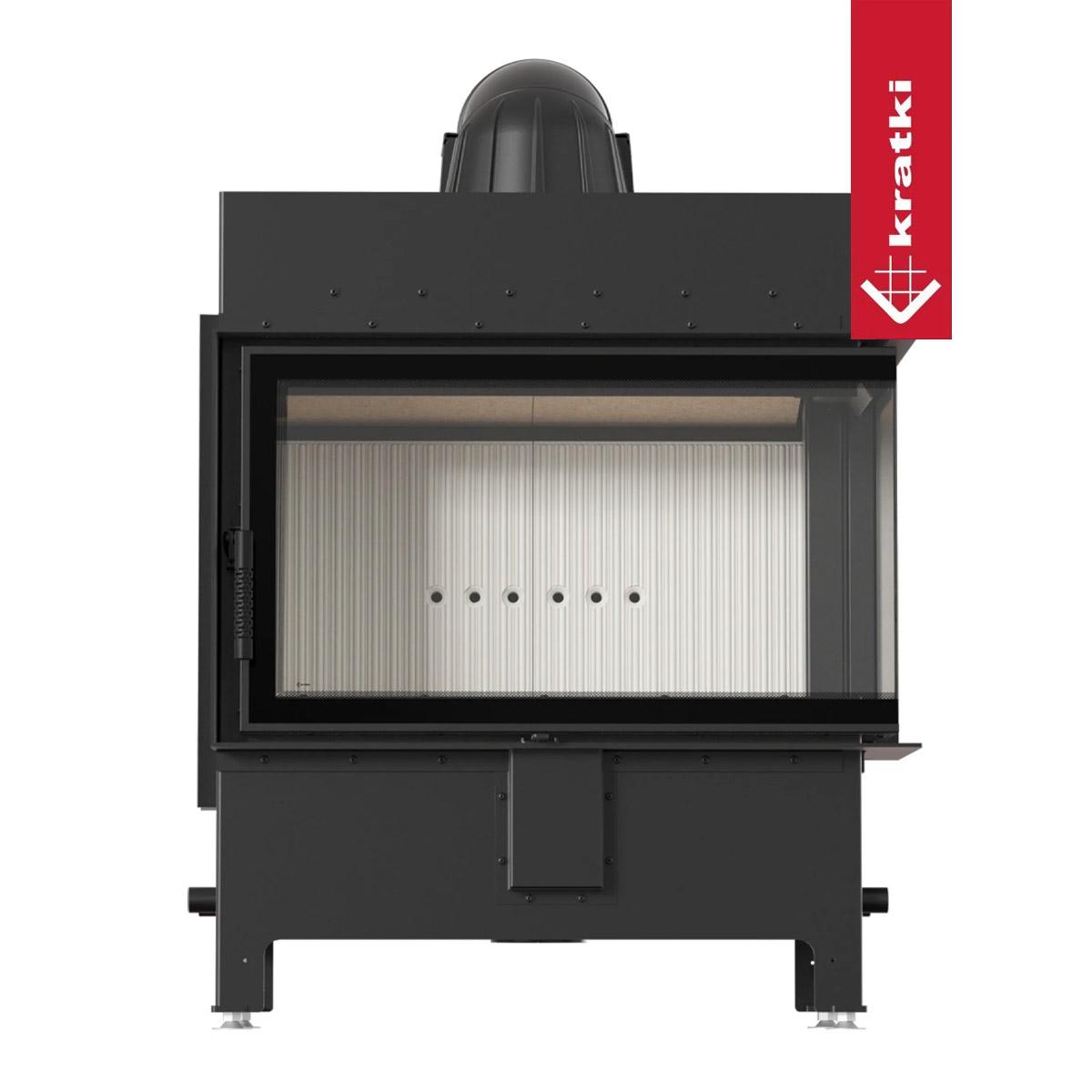 Eck-Kamineinsatz Kratki LUCY/14/NEW 14 kW - Türanschlag: rechts - Feuerraumauskleidung: weiß - Tür selbstschließend: nein