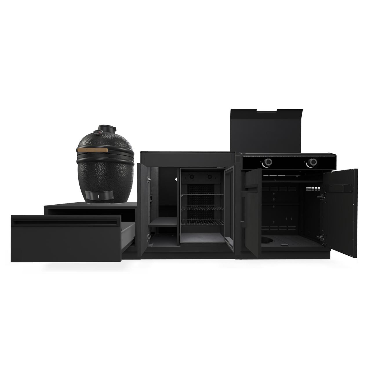 Outdoorchef Heat Outdoorküche 3-teilig: EGG 460 H, Blazing-/Cooking Zone X-245 & Caso BBQ Cooler inkl. Granit-Arbeitsplatte