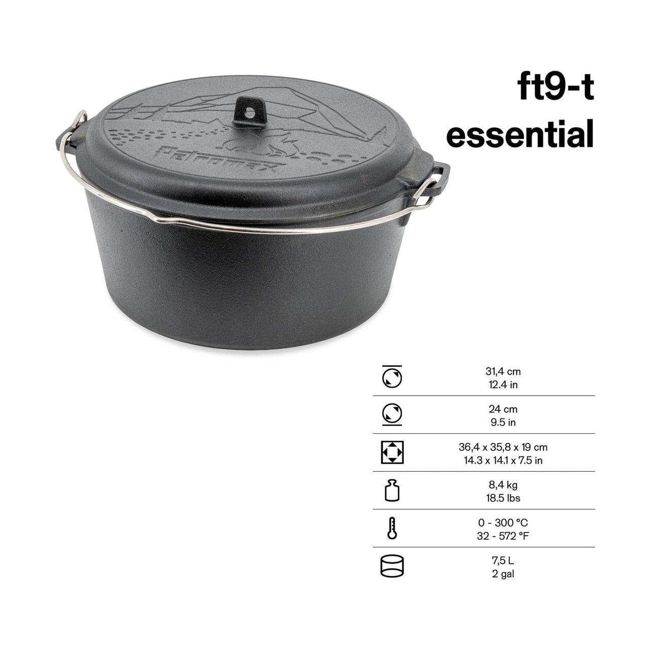 Dutch Oven Petromax Feuertopf Essential Line - Ausführung: FT9, Inhalt 7,5 Liter
