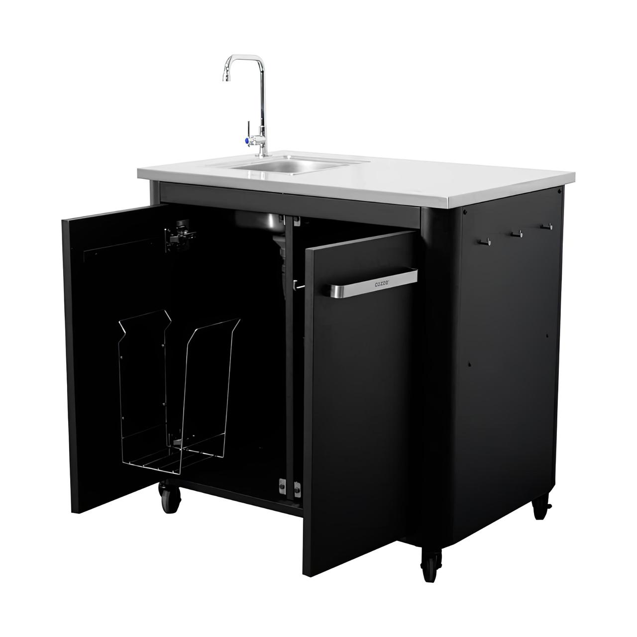 Cozze Outdoorküche Bundle mit Spülenschrank 90 cm & offenem Modul 115 cm mit Edelstahlplatte