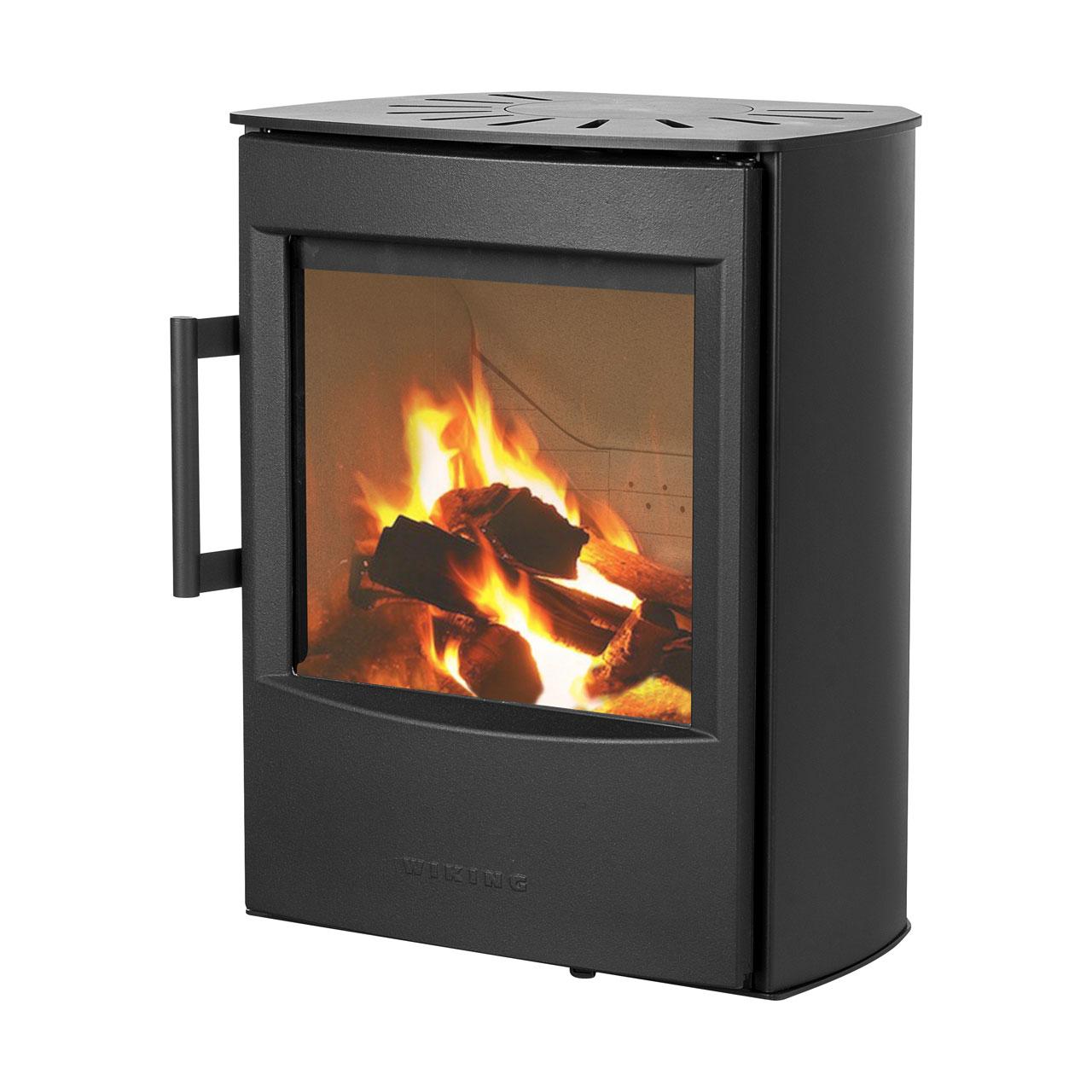 Kaminofen Wiking Mini 2 Wandhängend 4,5 kW - Montage: gerade Wand - Korpus: Grau - Rauchabgang: Oben