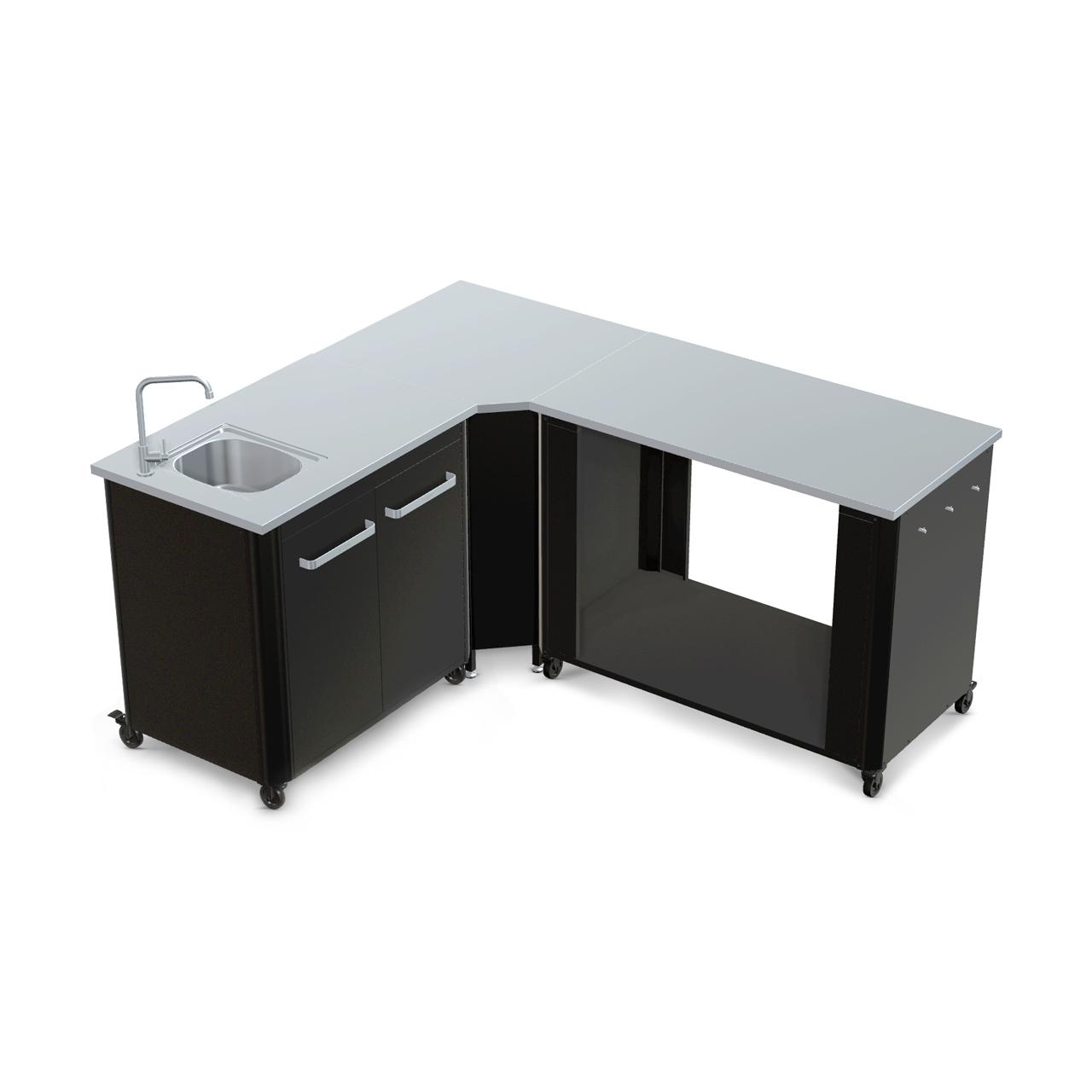 Cozze Outdoorküche Bundle mit Ecktisch, Spülenschrank 90 cm & offenem Modul 115 cm mit Edelstahlplatte