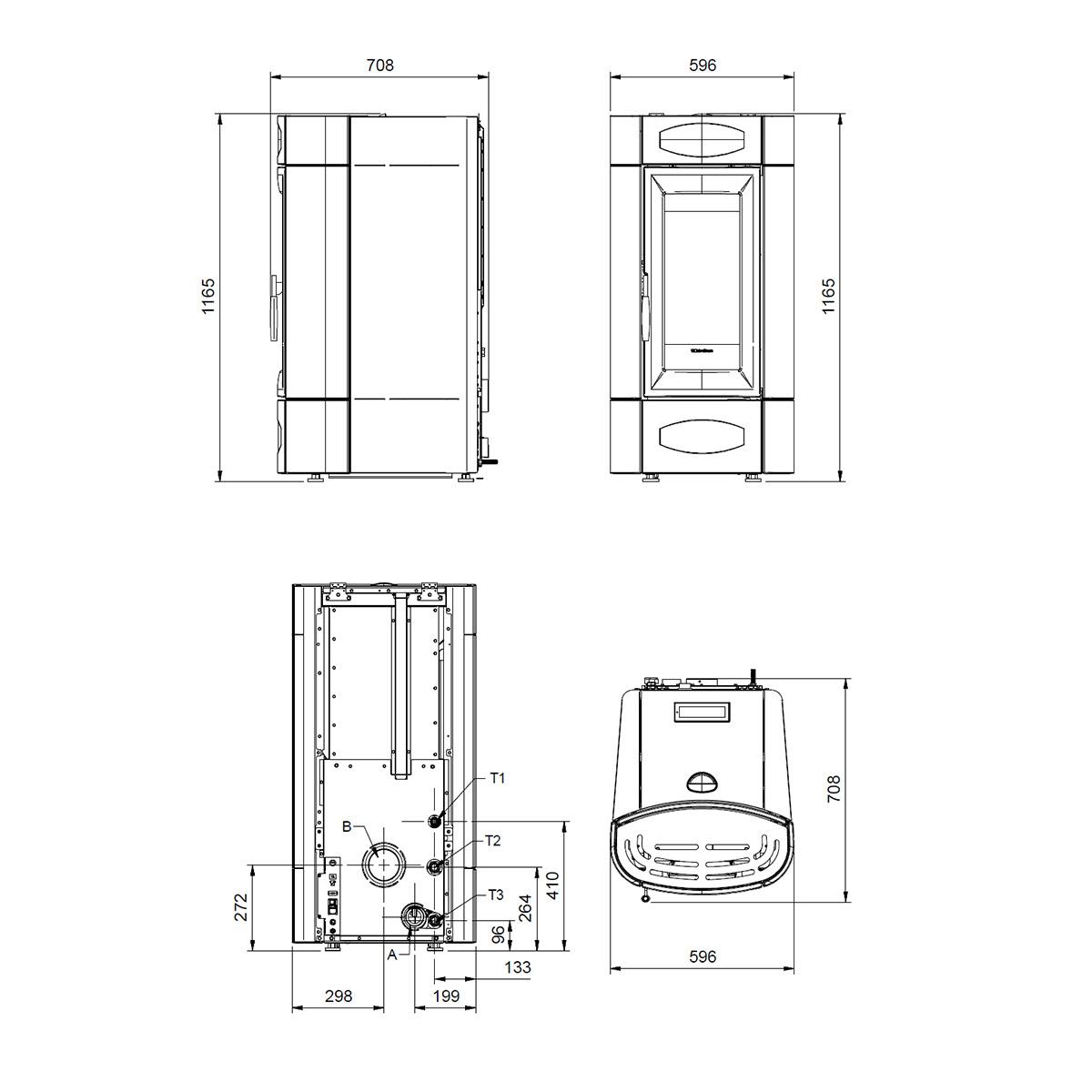 Pelletofen wasserführend Extraflame Evolution Line Isidora Idro H16 5.0.16 mit 18,9 kW - Verkleidung: taupe
