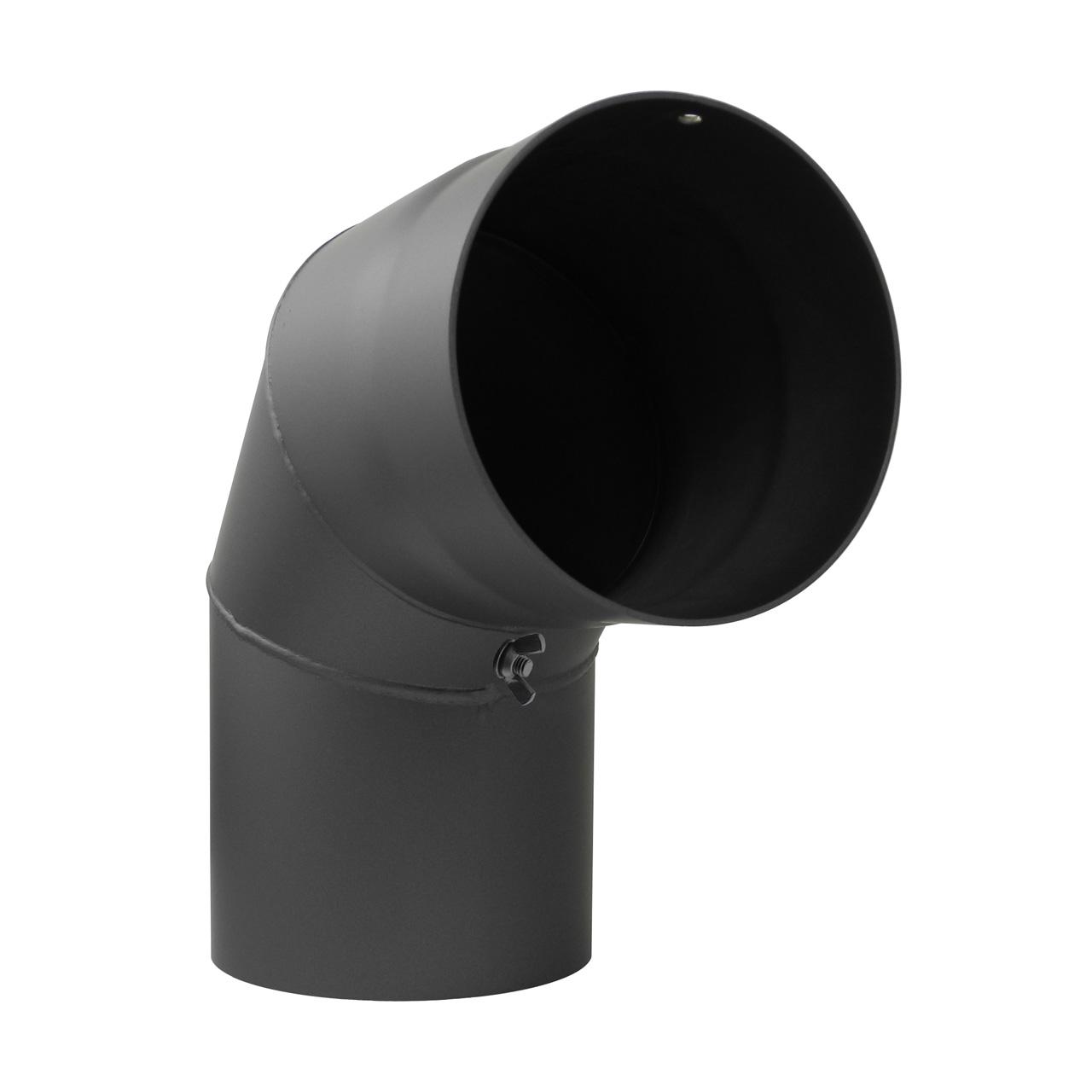 Ofenrohr Bogen 3tlg. starr mit Tür DN 150 mm 90° Gussgrau