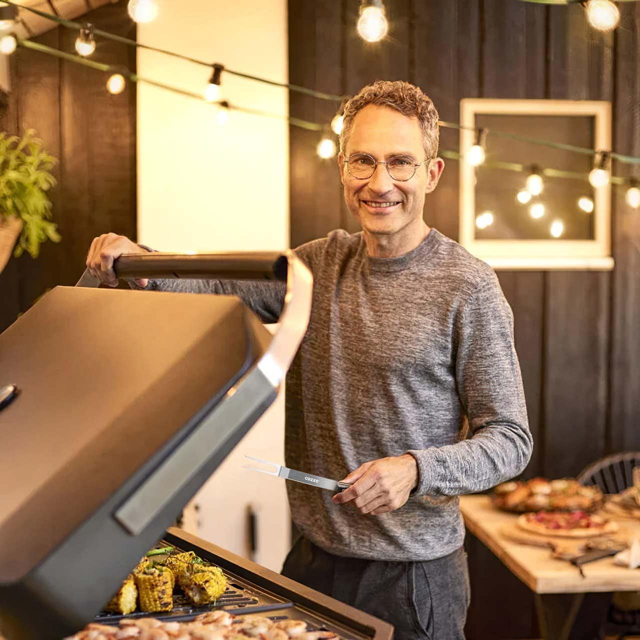 Grillzubehör Cozze Fleischgabel 45 cm, Bratgabel aus rostfreiem Stahl