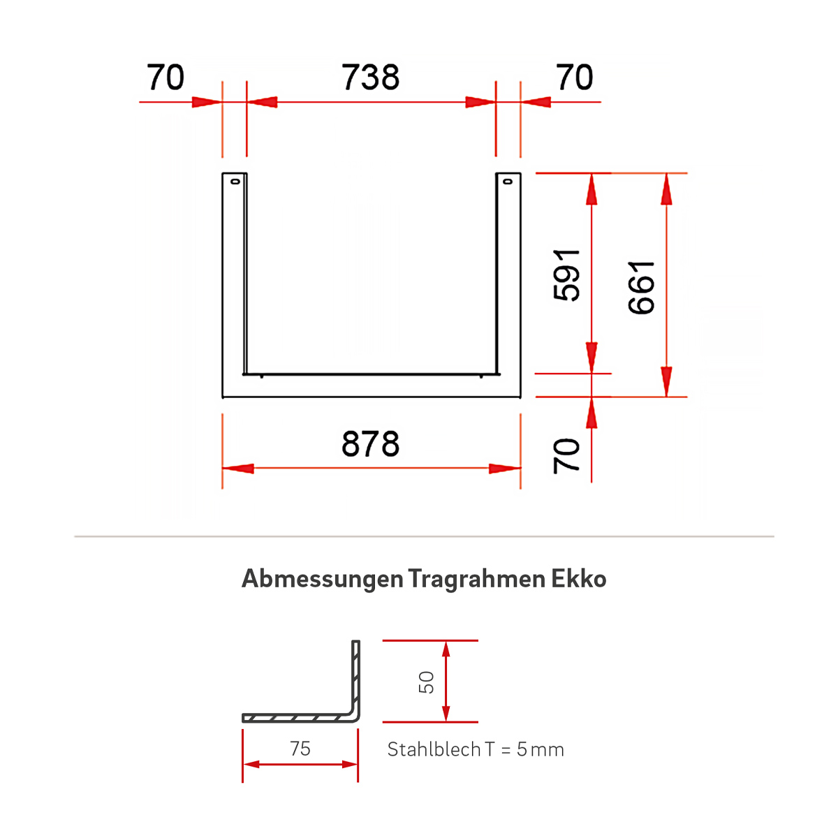 Tragrahmen für Türhöhe 51 cm (Art. 7052601)