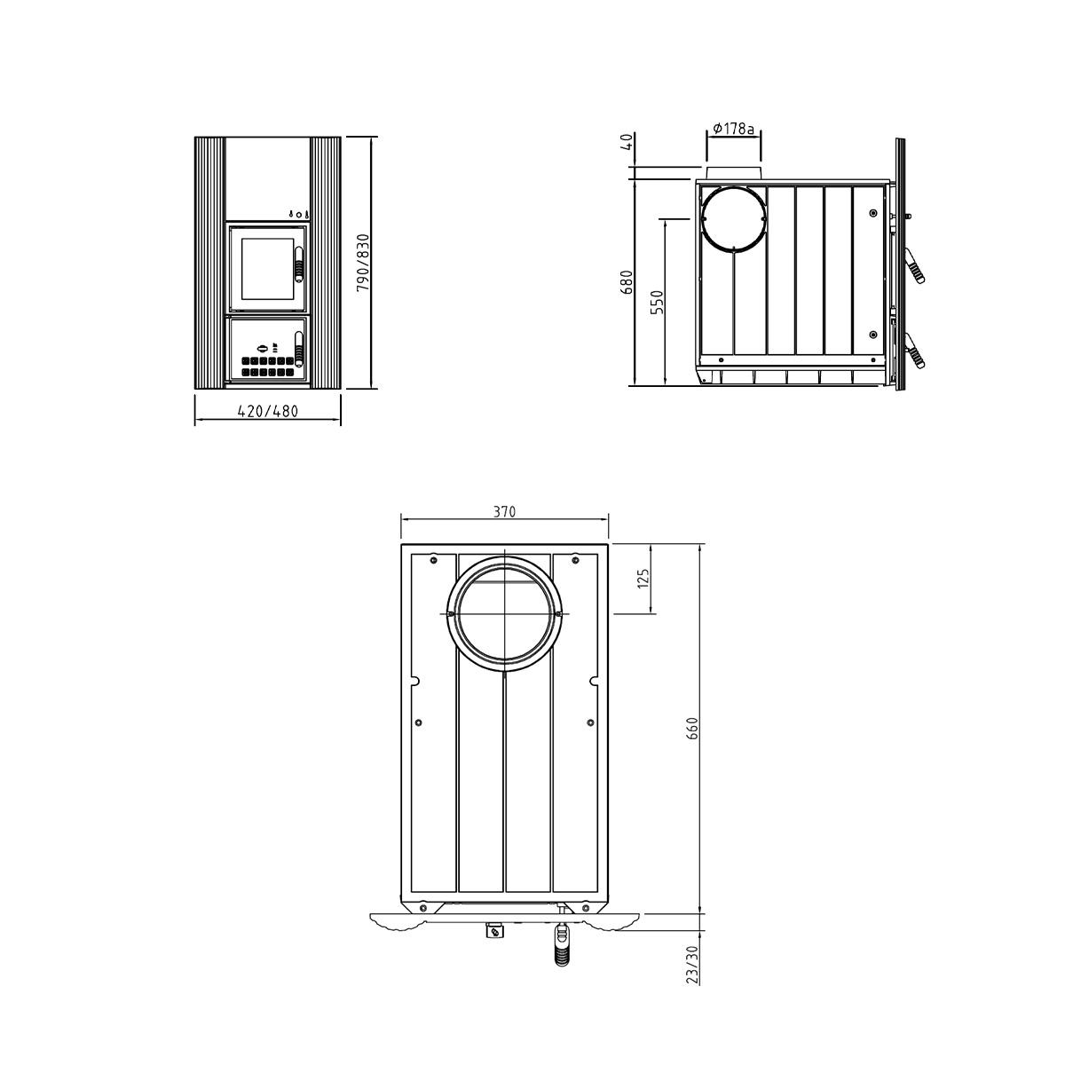 Heizeinsatz Schmid Creation 11 mit 11 kW - Frontplatte: 480 x 830 mm