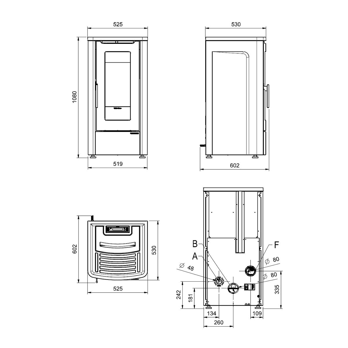 Pelletofen Extraflame Dahiana Plus VFS mit 10 kW - Verkleidung: bronze