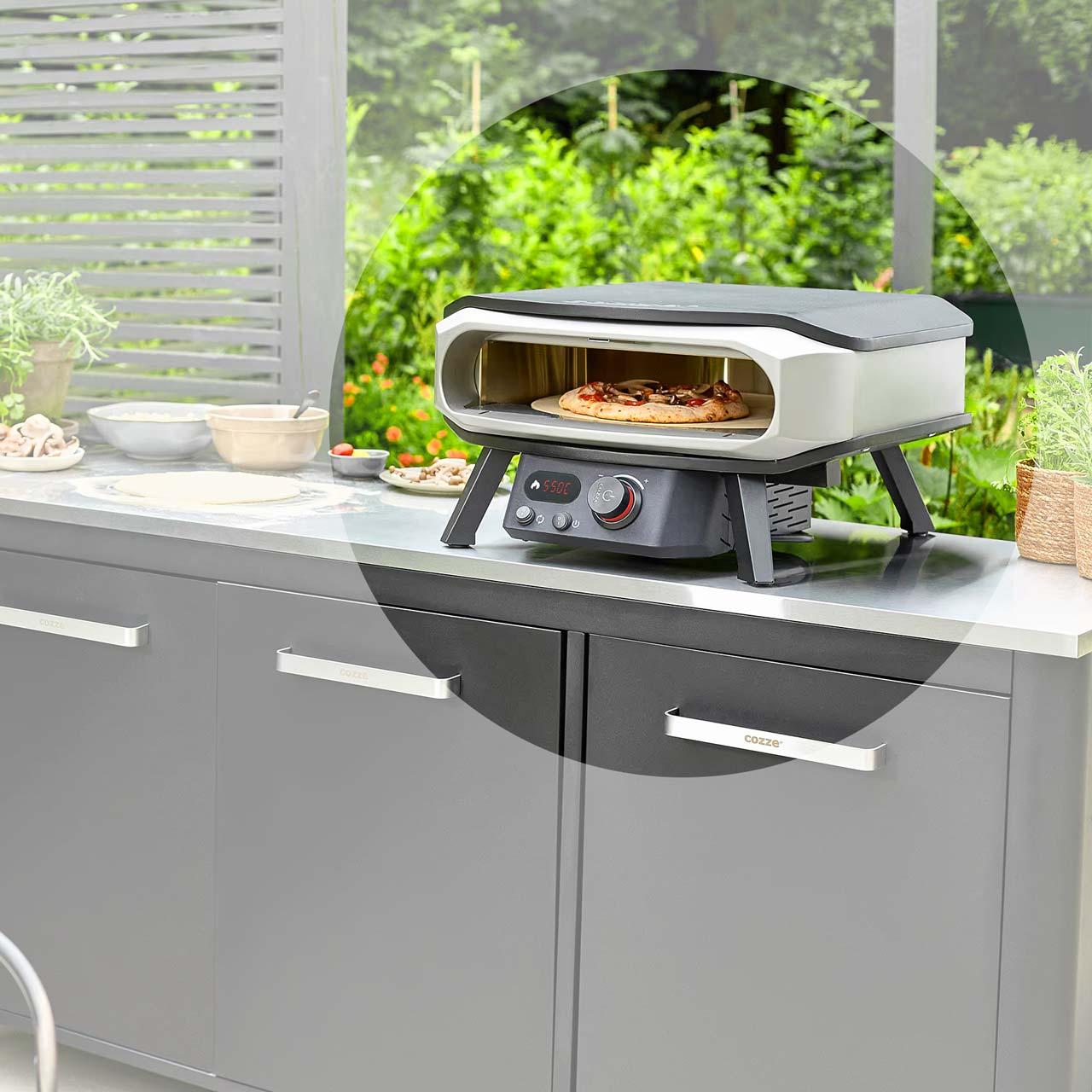Elektro Pizzaofen Cozze 17 Zoll Premium Rotate 2200 W inkl. drehbarer Pizzastein & Hitzeschild