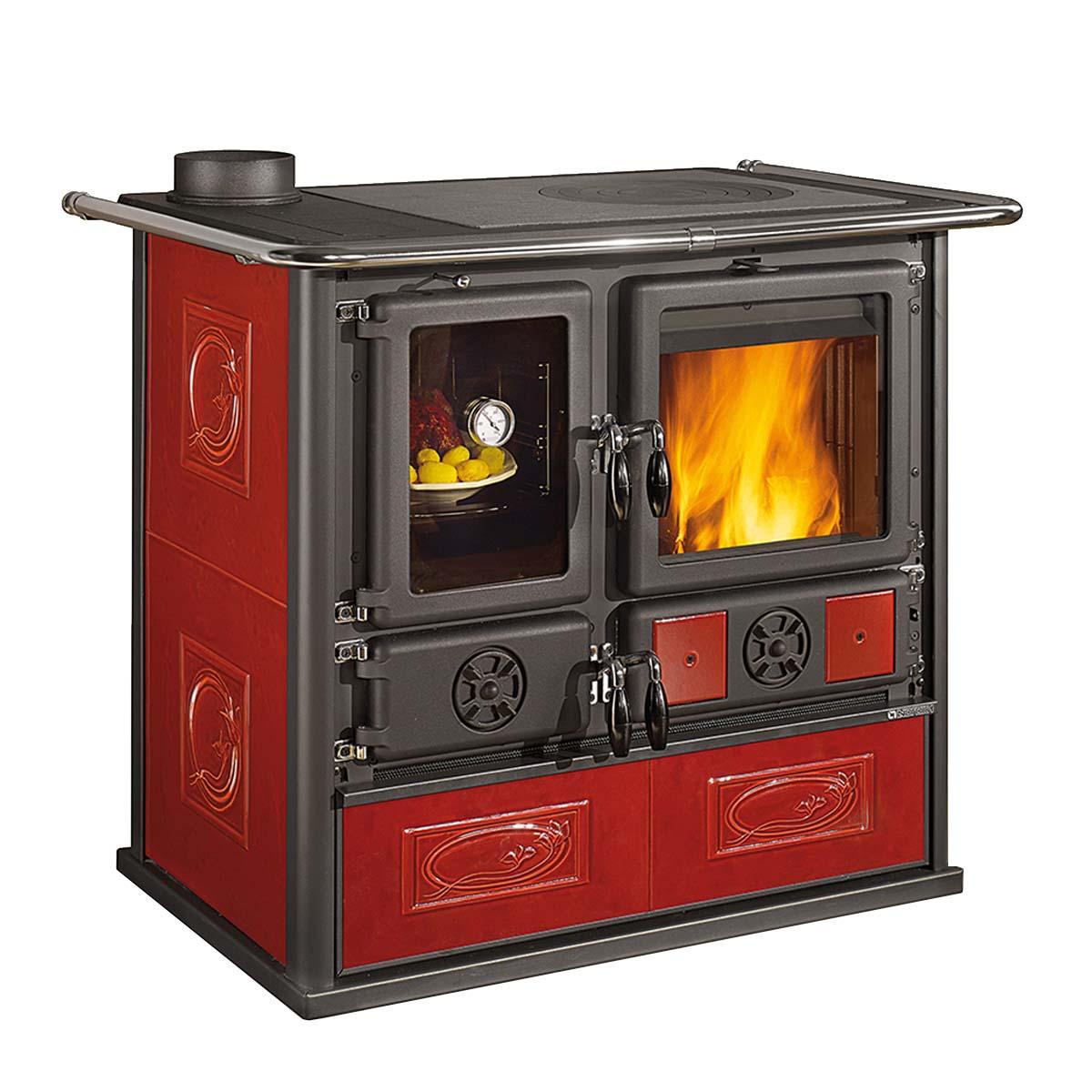 Küchenofen La Nordica Rosa SX Reverse.16 mit 8,2 kW - Verkleidung: Keramik bordeaux
