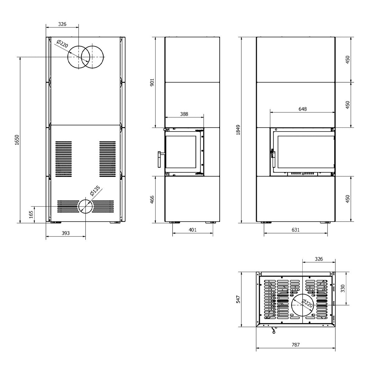 Eck-Kaminbausatz ILDNord Bergen Box mit 8 kW - Farbe: weiß - Eckscheibe: links