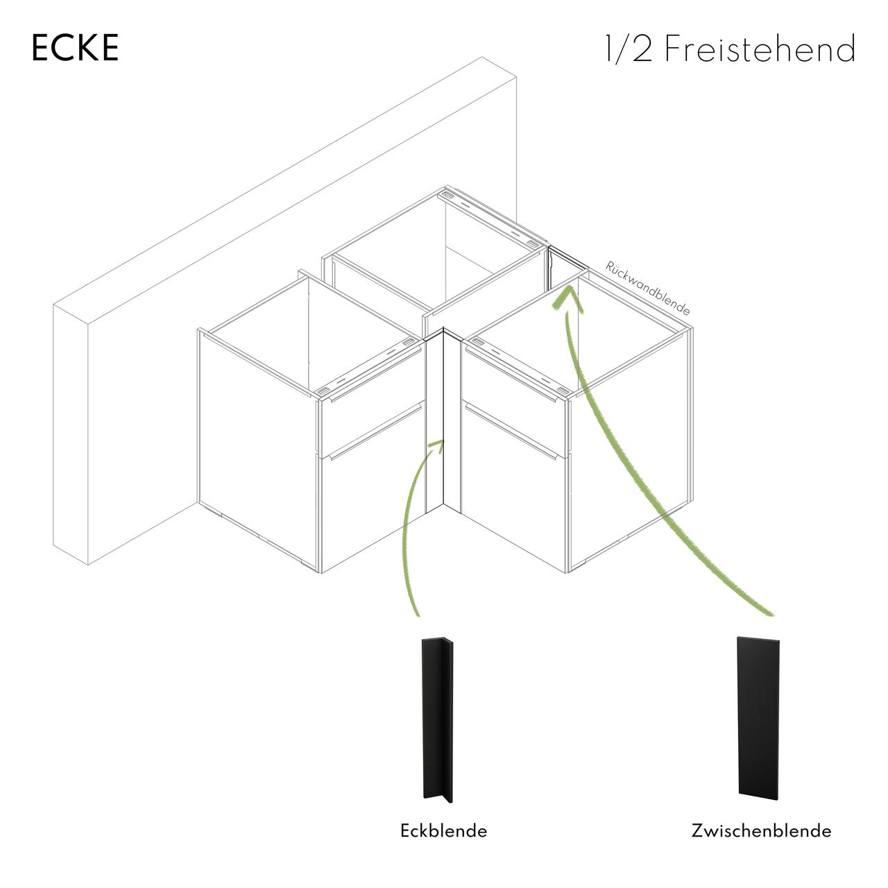 Outdoorküche vivandio elements / Blende Ecke - Ausführung: Eckblende 10 cm, mattschwarz
