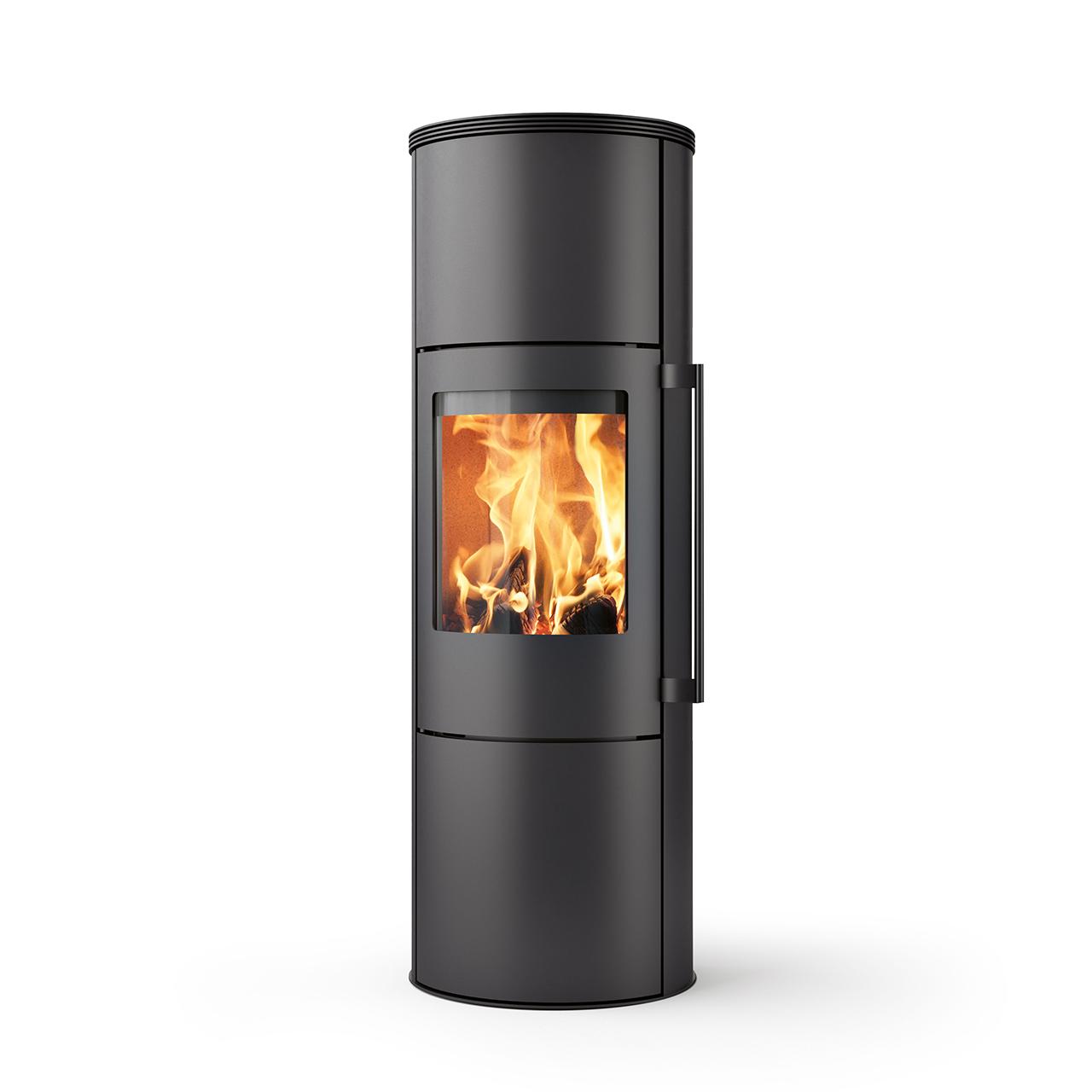 Kaminofen Skantherm Merano XL 2.0, 6,4 kW mit Komfortgriff - Ausführung: Stahl, Raumluftabhängig inkl. Stahl-Topplatte und Speichermodul