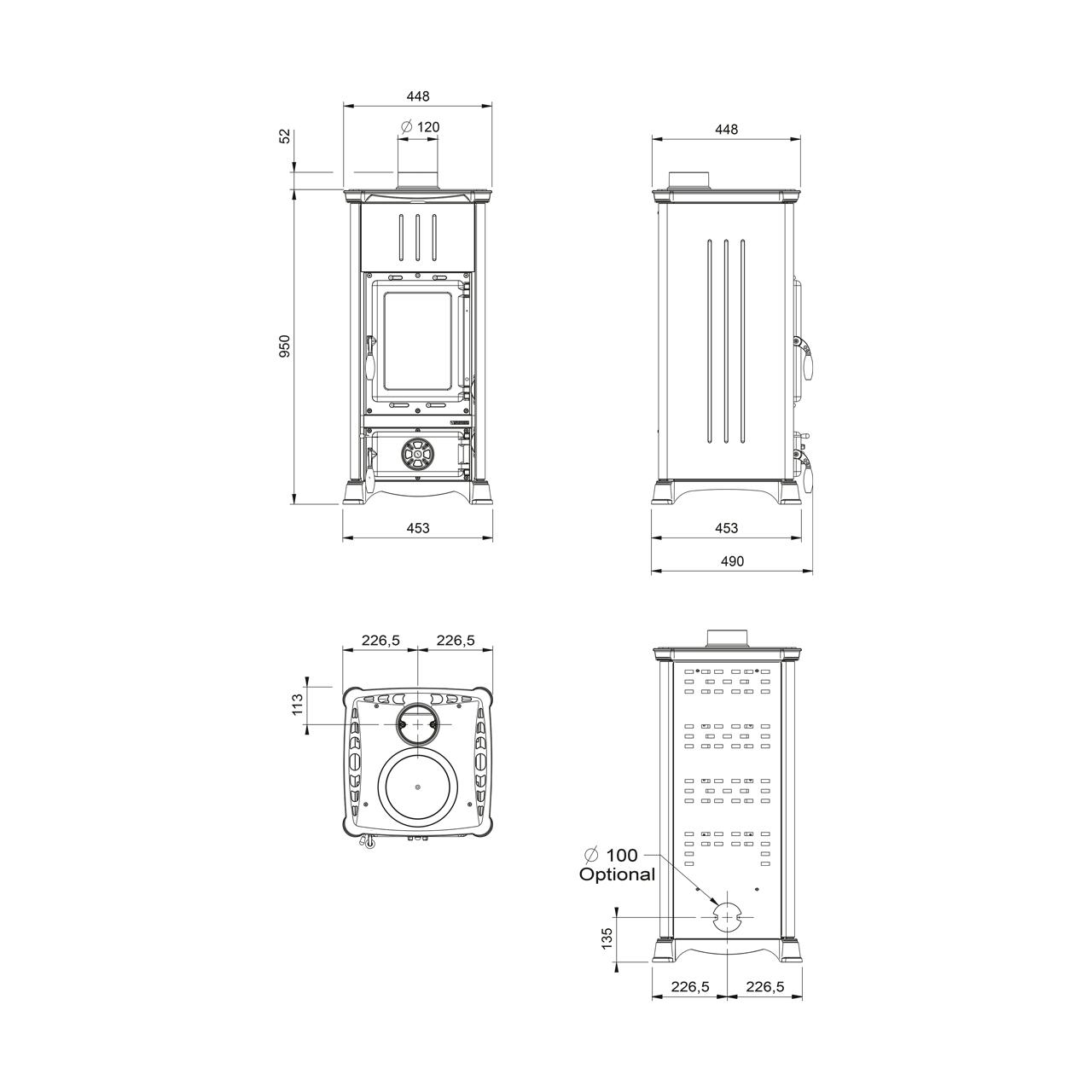 Kaminofen La Nordica Emiliana.165 6,5 kW - Ausführung: Stahl Anthrazit Schwarz