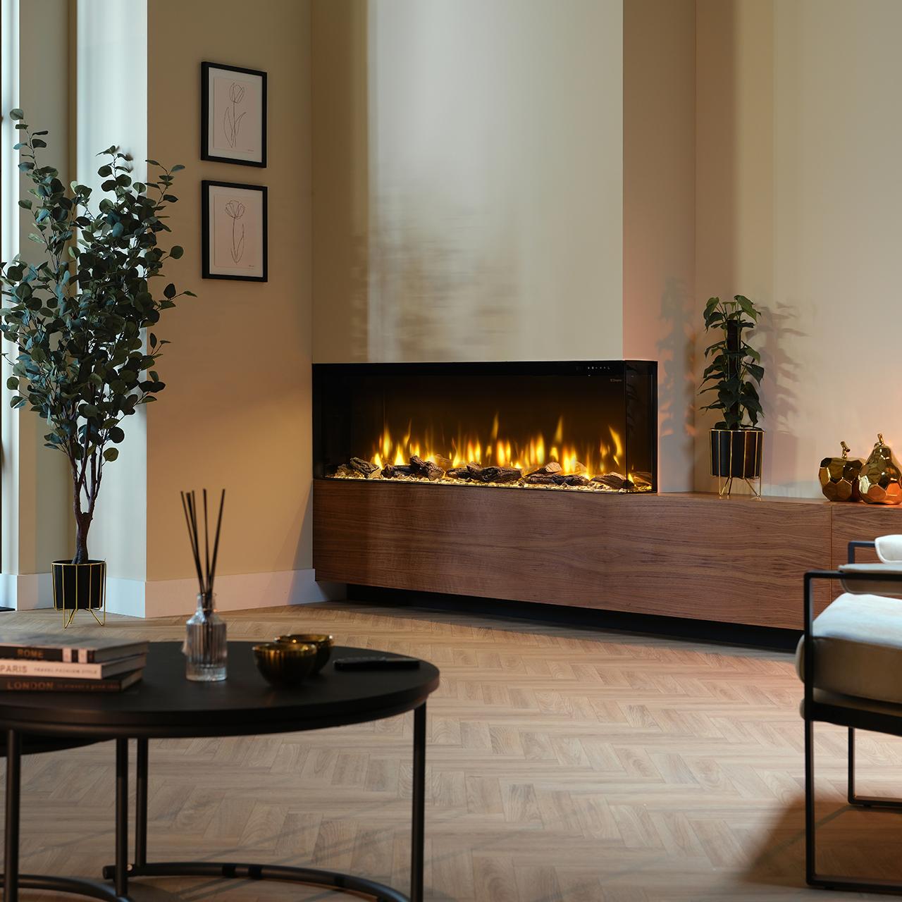 Dimplex Ignite Bold 60 Elektrokamin - 3-seitiger Panorama-Einbaukamin mit Optiflame®, App-Steuerung & energieeffizienter Heizfunktion