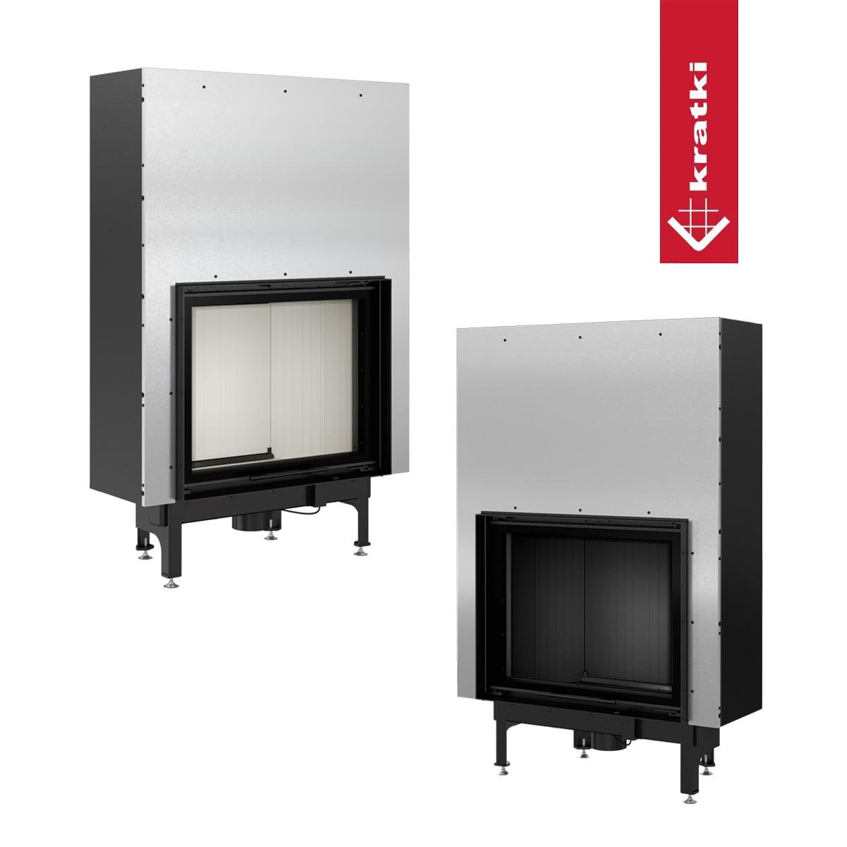 Kamineinsatz Kratki Nadia mit Schiebetür 13 kW - Feuerraumauskleidung: weiß