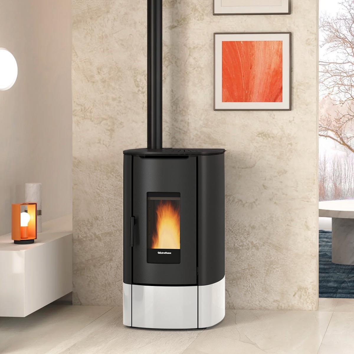 Pelletofen Extraflame Prestige Line Angy Top mit 7 kW - Verkleidung: weiß
