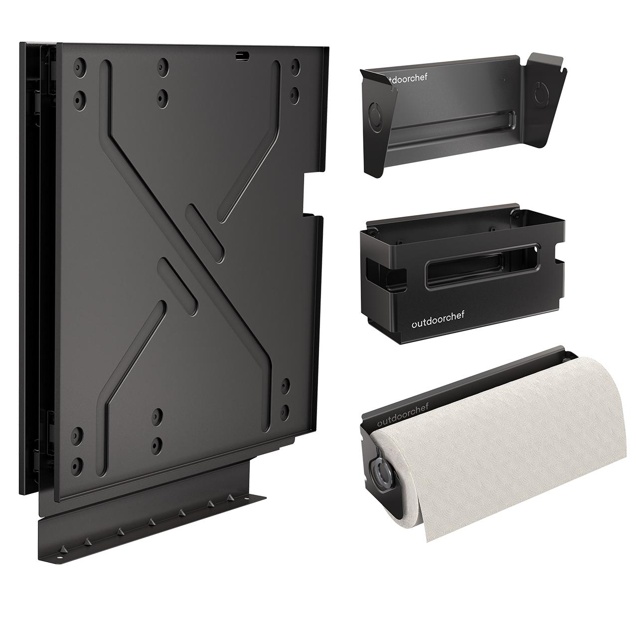 Outdoorchef Heat Outdoorküche X-415 RB K mit 2 Schrankmodulen, Organizer 4er-Set und Zubehörhalter für Unterschrank