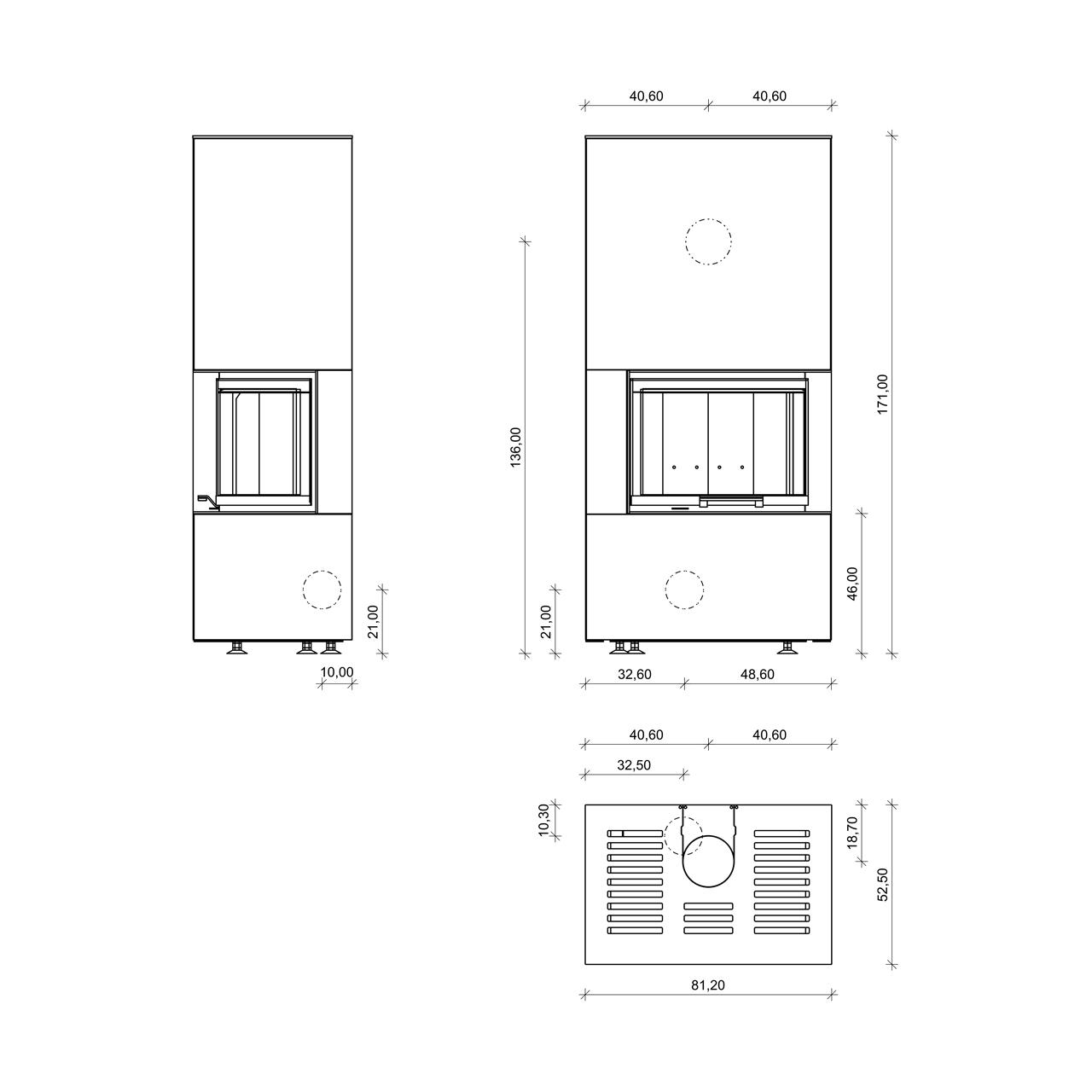 Kaminbausatz Monolith Modul L10 8 kW - Ausführung: Grigio Saronno