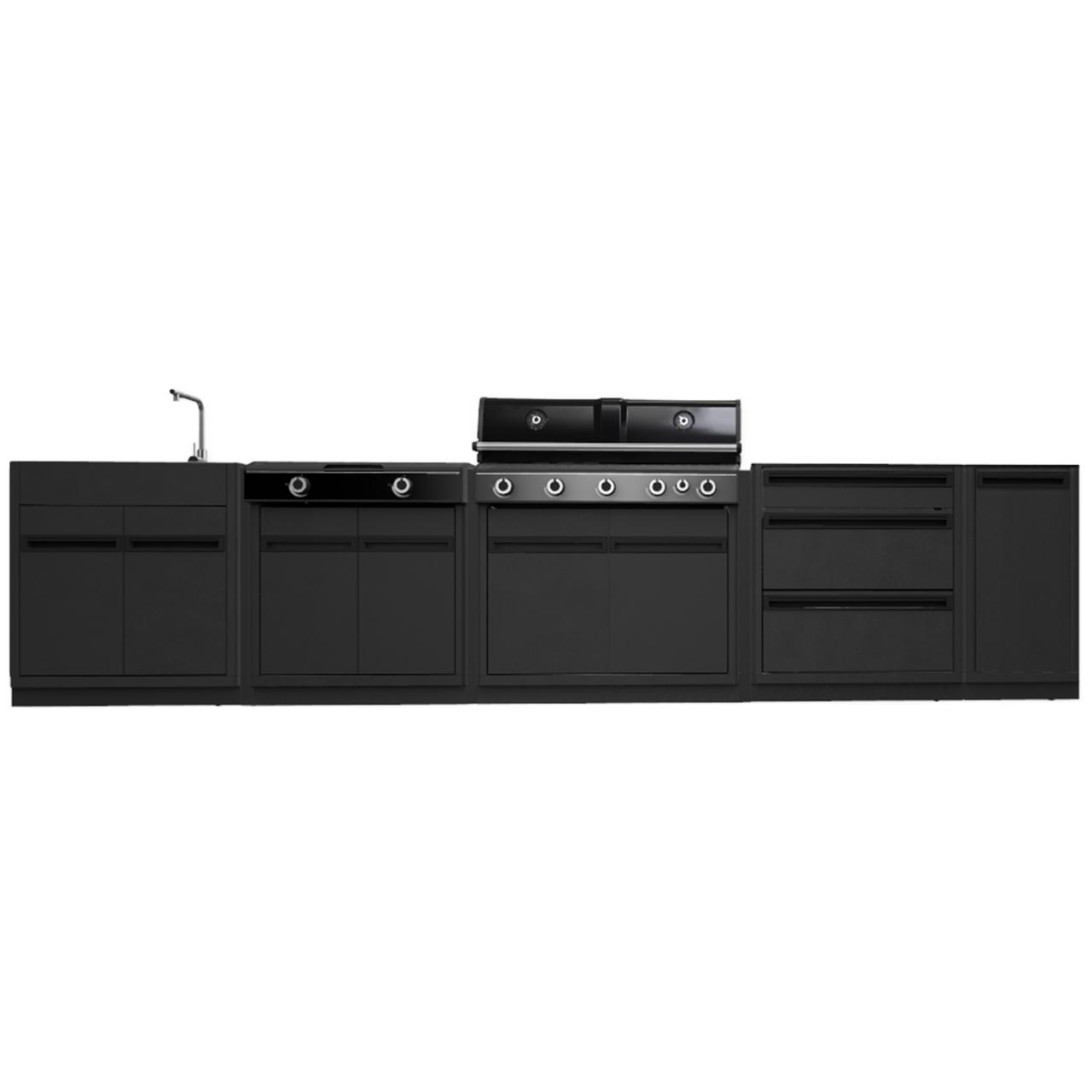 Outdoorchef Heat Outdoorküche X-515 RB K komplett mit Blazing Zone, Spülbeckenmodul, Schubladenschrank, Apothekerauszug inkl. Arbeitsplatte aus Granit