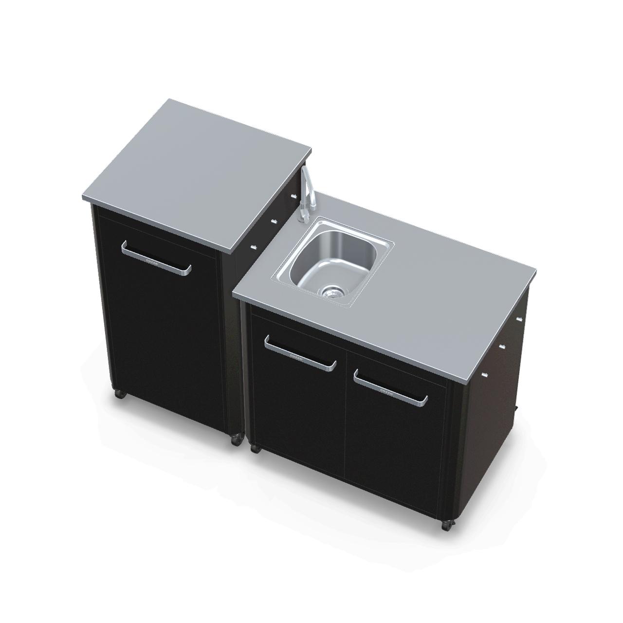 Cozze Outdoorküche Bundle mit Spülenschrank 90 cm & hohem Schrankmodul 60 cm mit Edelstahlplatte