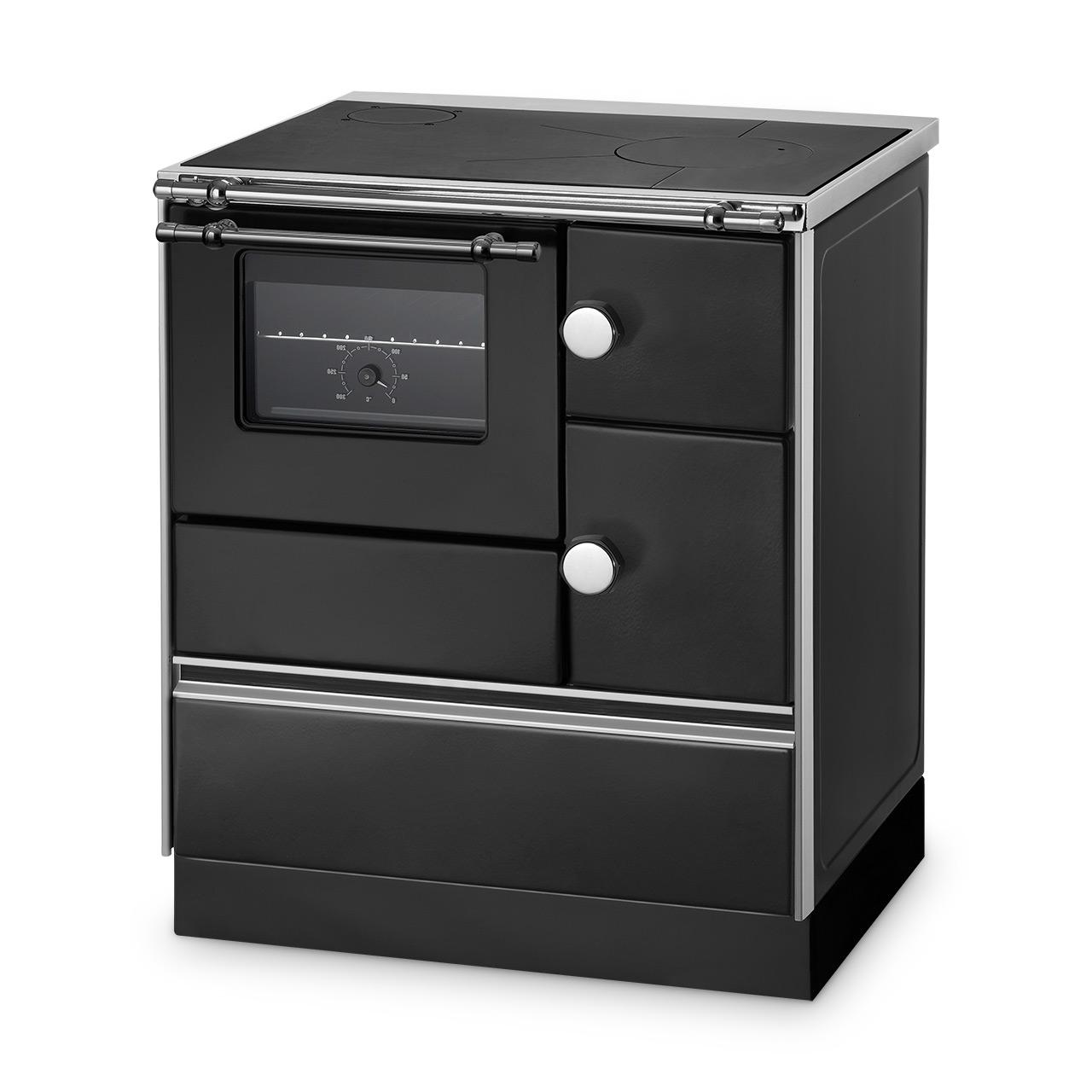 Holzherd Wamsler K 176 A 70 Westminster Festbrennstoffherd 5 kW - Ausführung: Schwarz, Bratrohr und Rauchrohranschluss Links