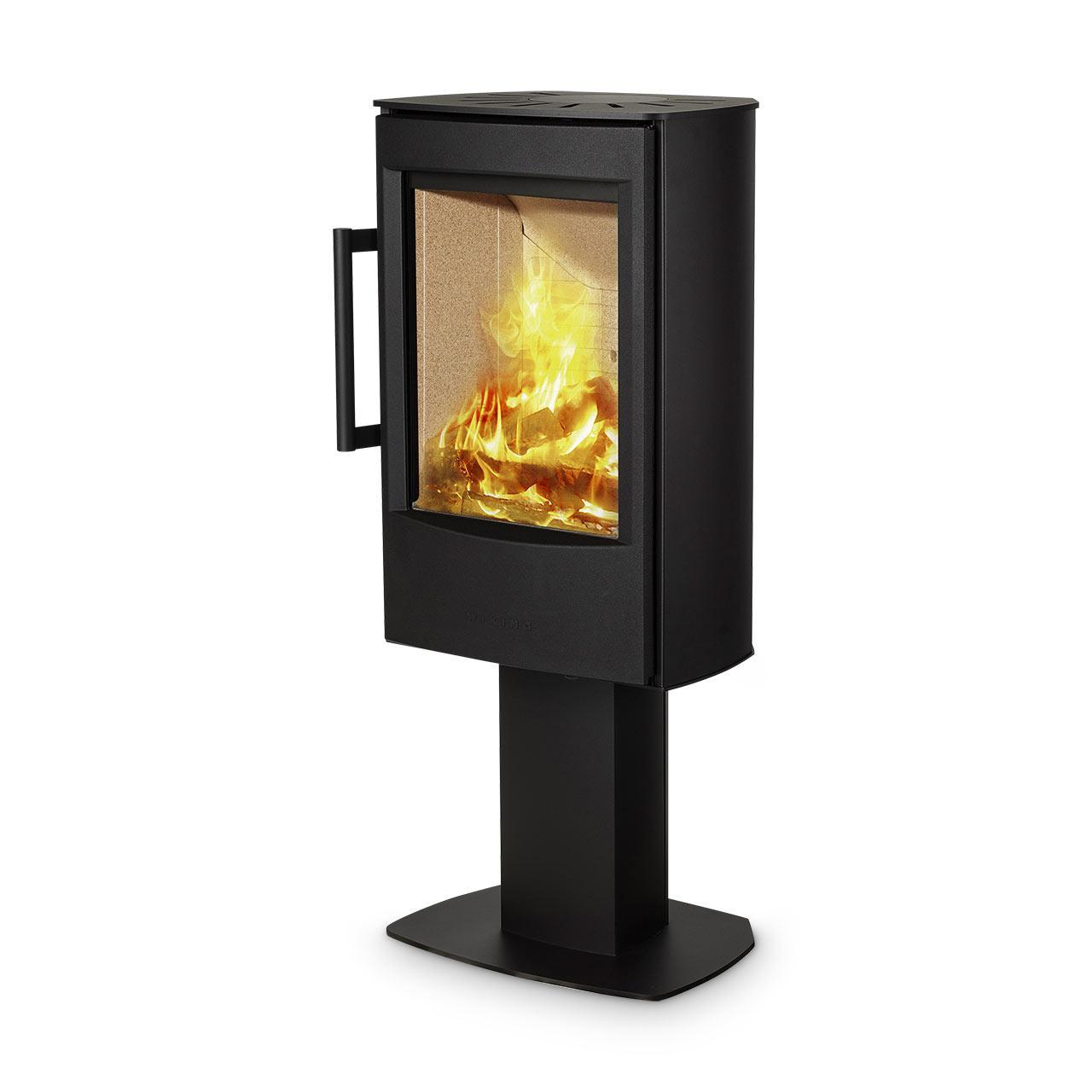 Kaminofen Wiking Miro 2 mit Säulenfuß 4,9 kW - Korpus: Schwarz - Rauchabgang: Hinten