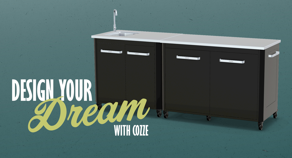 Cozze Outdoorküche Bundle: Spülenschrank 90 cm & Schrankmodul 120 cm mit Edelstahlplatte