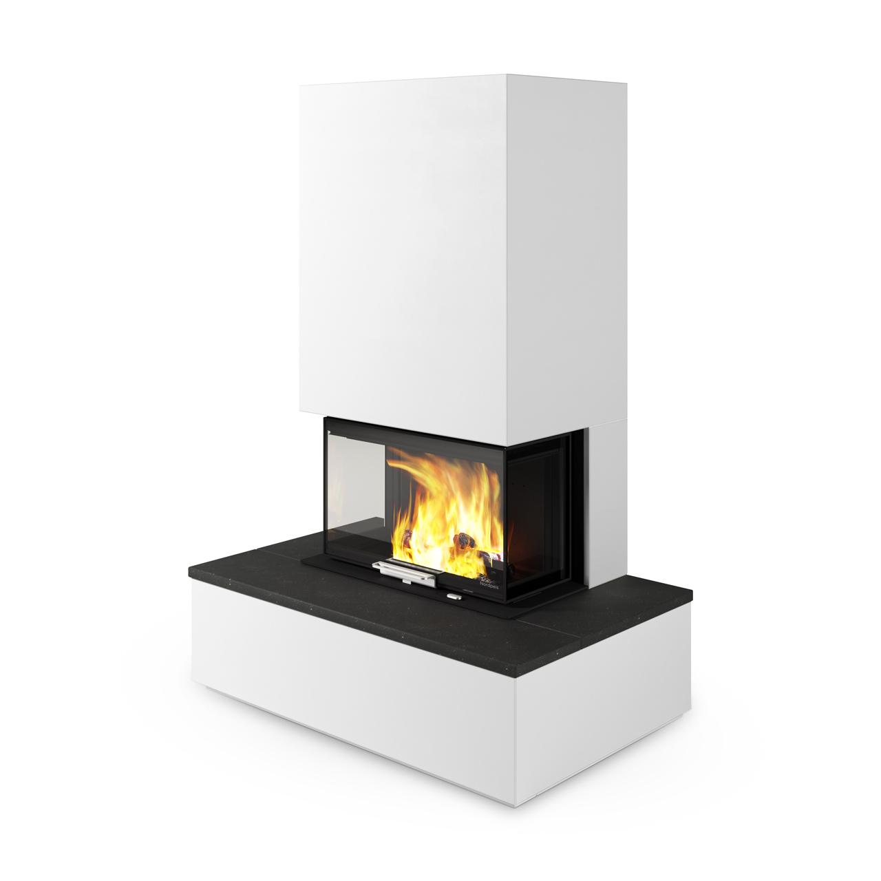 Kaminbausatz Nordpeis Monaco III Bank 8 kW - Ausführung: Feuerraumauskleidung Thermotte Dark
