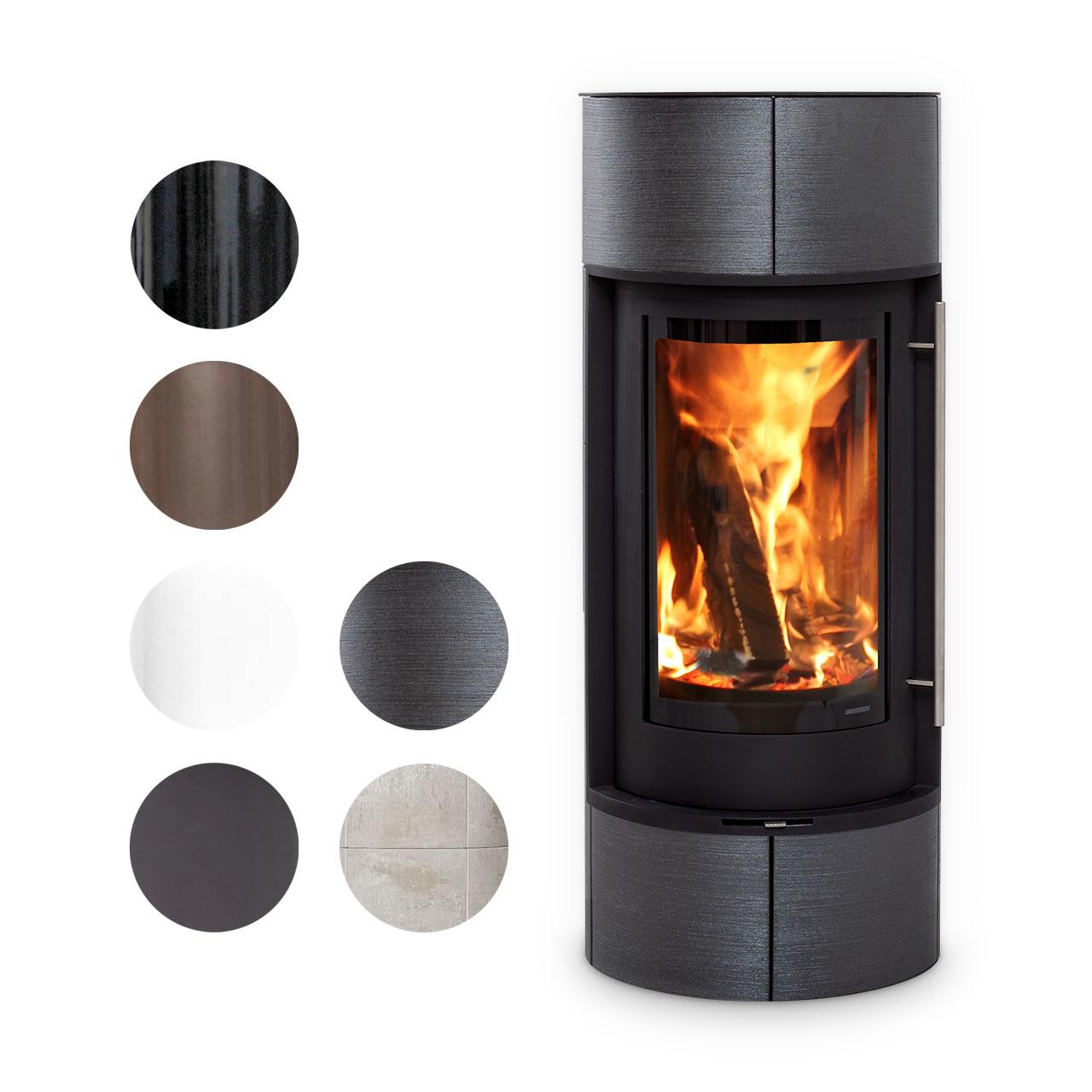 Kaminofen Skanderborg Pila Compact Kachel 6 kW - Ausführung: Kachel Schwarz glänzend - Rauchgasanschluss: oben
