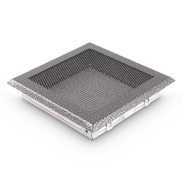 Kaltluftgitter 19x19 cm Kamin Lüftungsgitter Ofen Gitter Silber Antik