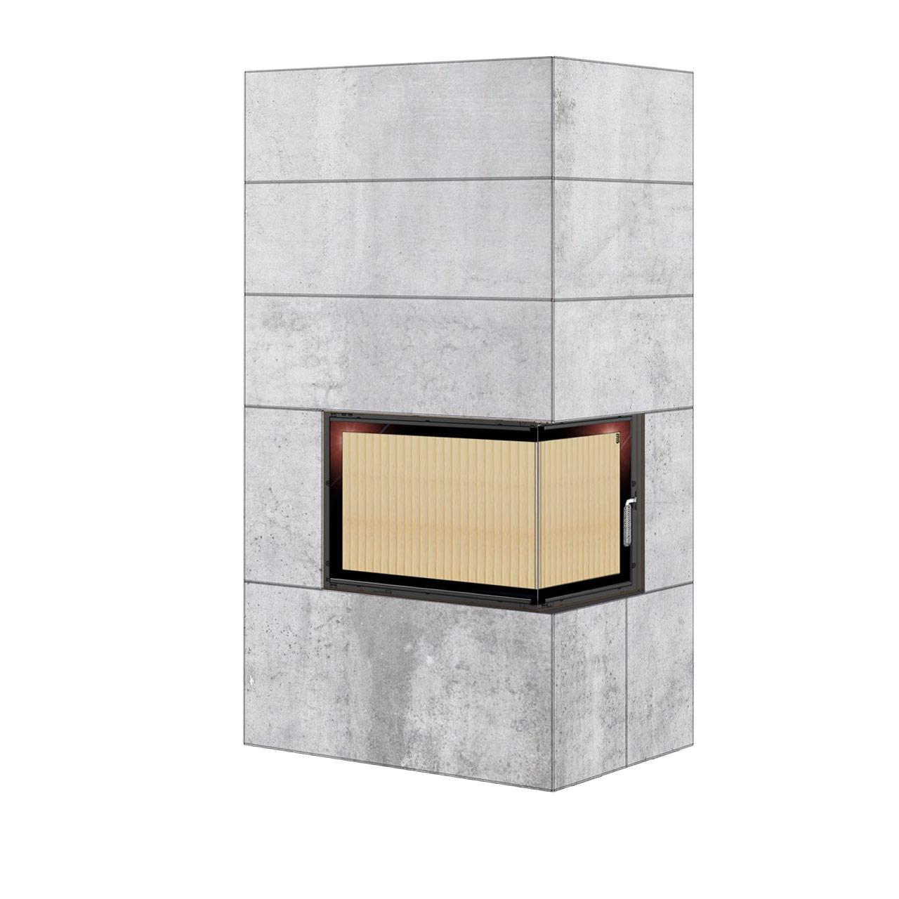 Kaminbausatz Brunner wasserführend BSK 12.1 Kamin-Kessel Eck 42/57/30 rechts, Drehtür 8 kW - Kessel-Ausführung: Glaskeramik (GK)
