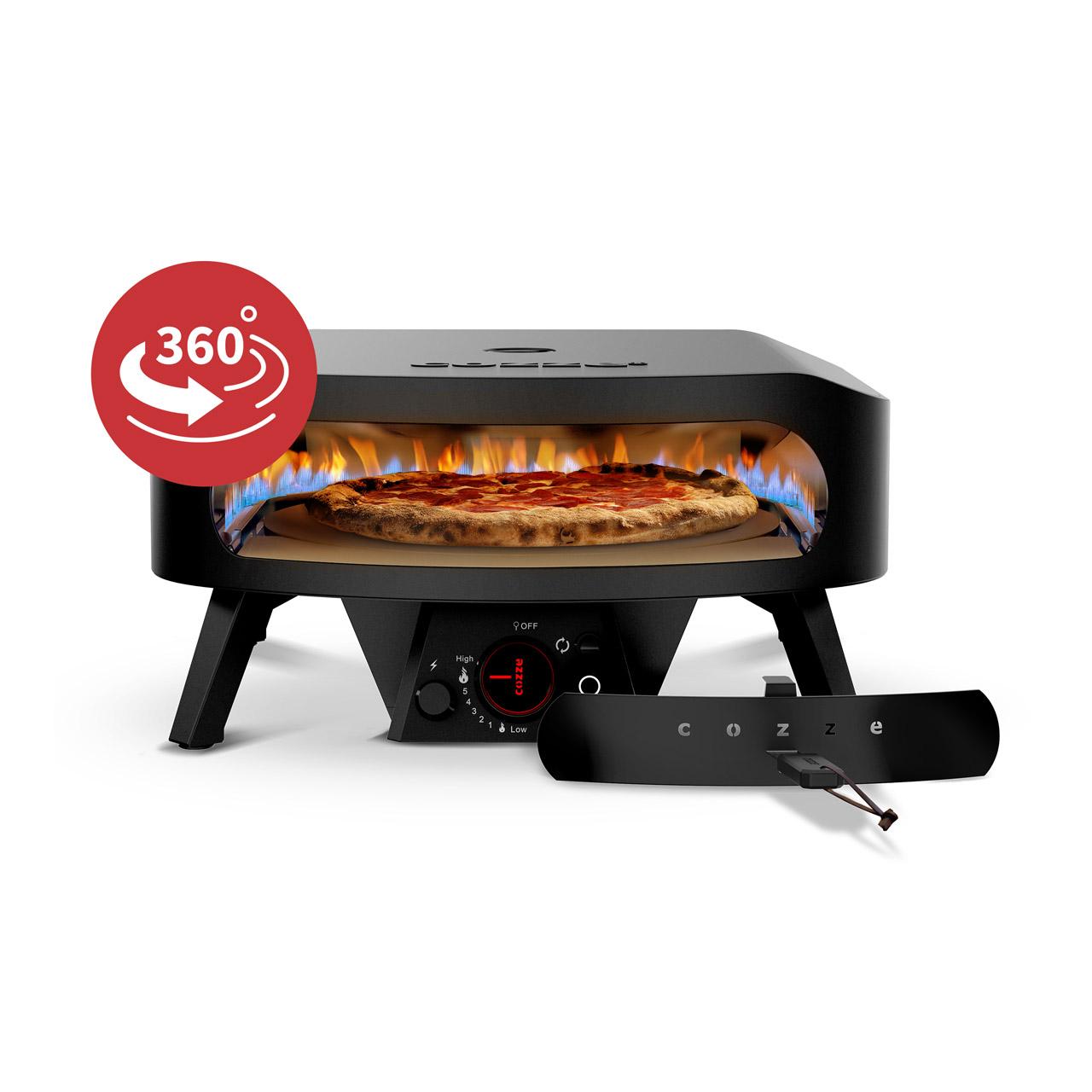 Gas Pizzaofen Cozze 17 Zoll Classic Rotate Black Edition, 50 mBar inkl. drehbarem Pizzastein & Hitzeschild