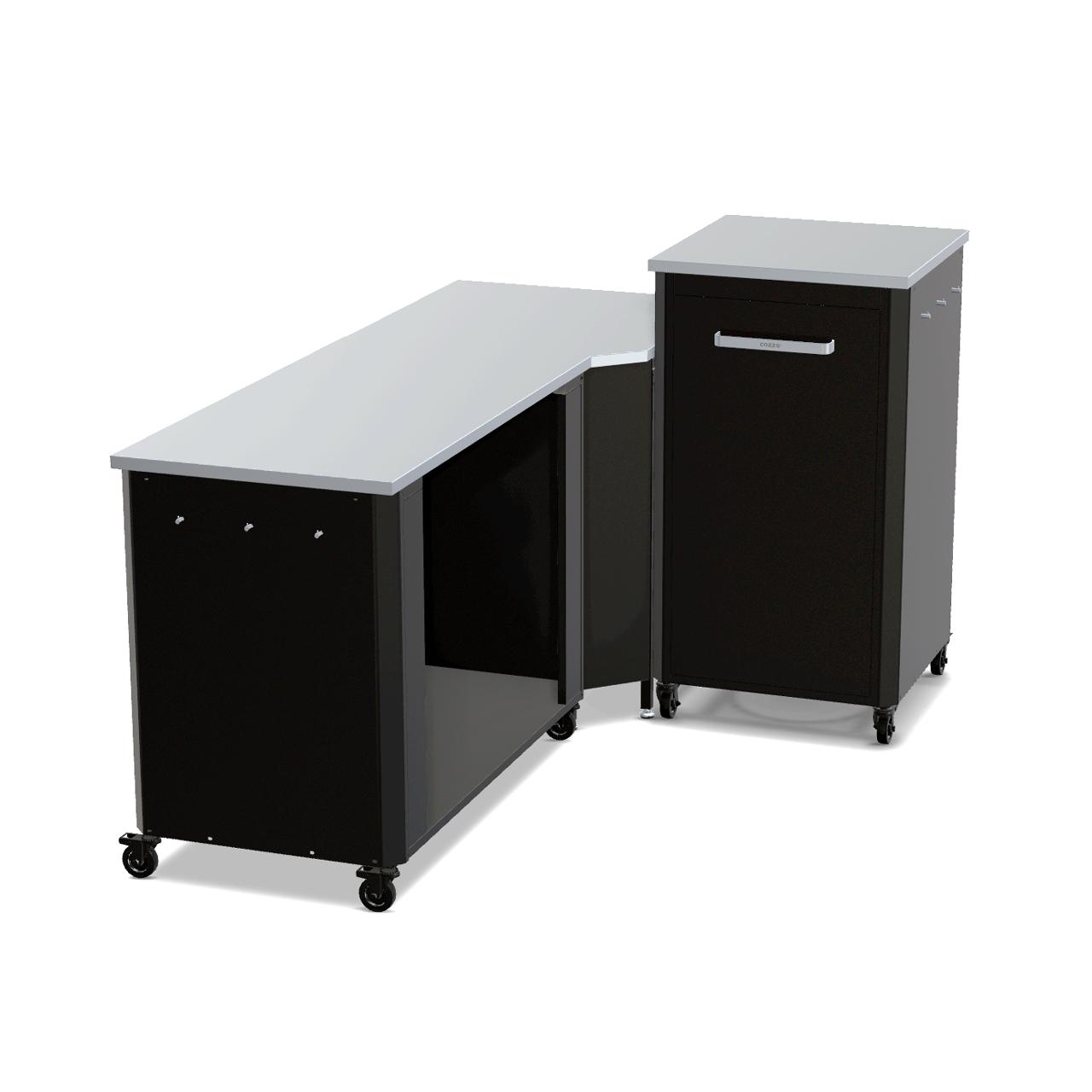 Cozze Outdoorküche Bundle mit Ecktisch, offenem Modul 115 cm & hohem Schrankmodul 60 cm mit Edelstahlplatte