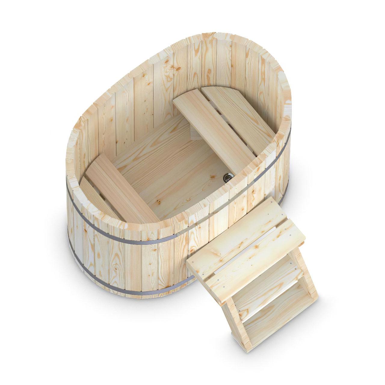 Hot Tub AA-Kaminwelt Badefass Oval ohne Ofen - Größe: 1,6x1 m - Holz: Fichte