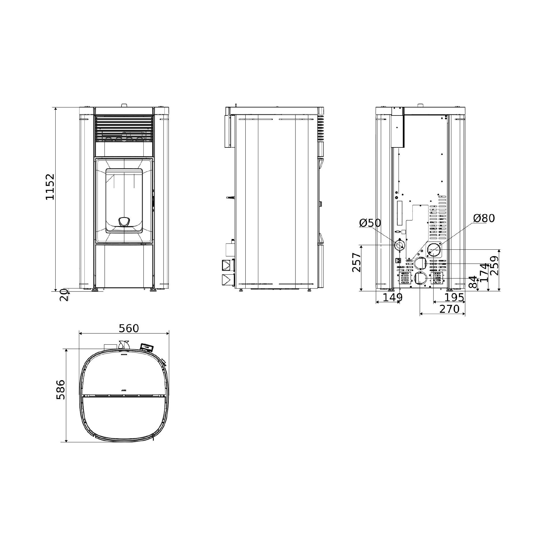 Pelletofen MCZ Musa Comfort Air Matic 12 Core R 12 kW - Ausführung: 313 Silver metal