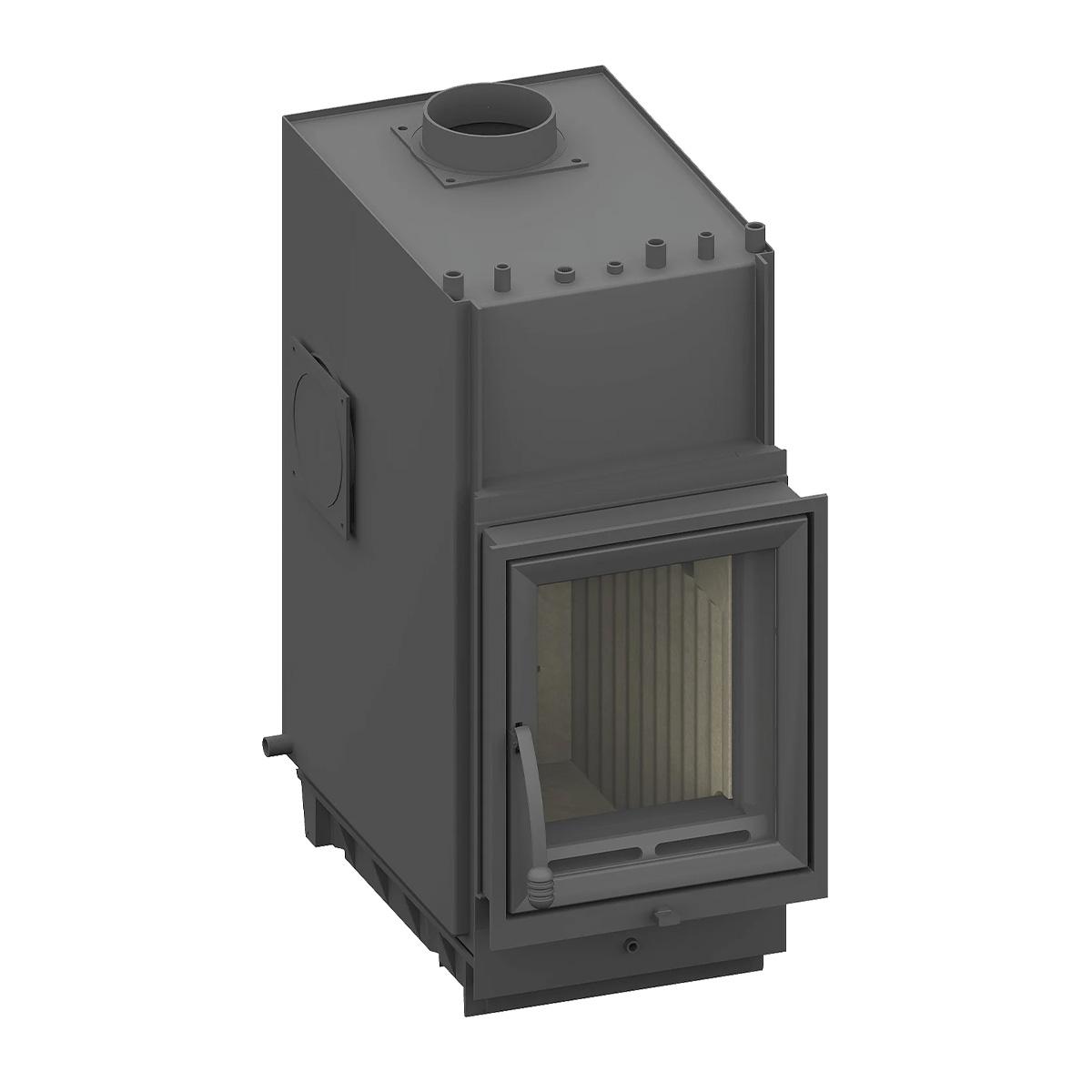 Kachelofeneinsatz wassergeführt Schmid Profi W 12 mit 14,9 kW - Front: Profi Plus Anthrazit - Außenbefeuerung: ohne