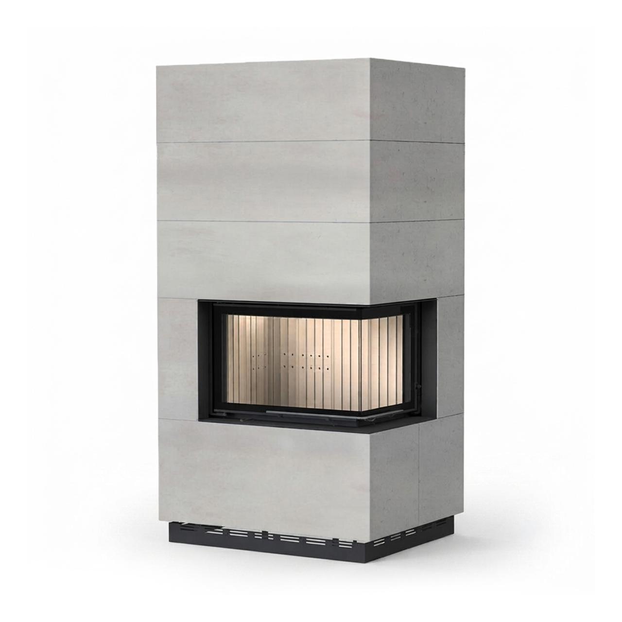 Kaminbausatz Brunner wasserführend BSK 02.1 Kamin-Kessel Eck 45/67/44 rechts, Schiebetür 12 kW - Kessel-Ausführung: Glaskeramik (GK)