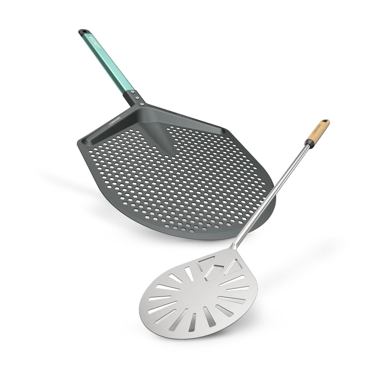 Pizzaofen-Zubehör Pizzaheber-Set mit Pro Pizzaschieber & Balance Wendeheber, Medium
