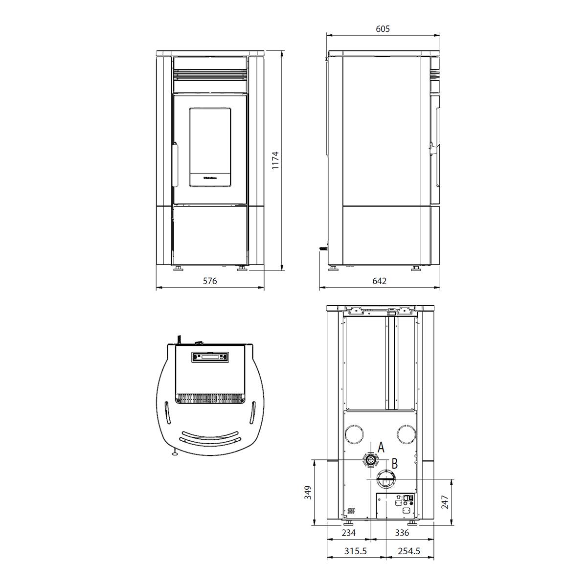 Pelletofen Extraflame Evolution Line Noris mit 12 kW - Verkleidung: taupe matt