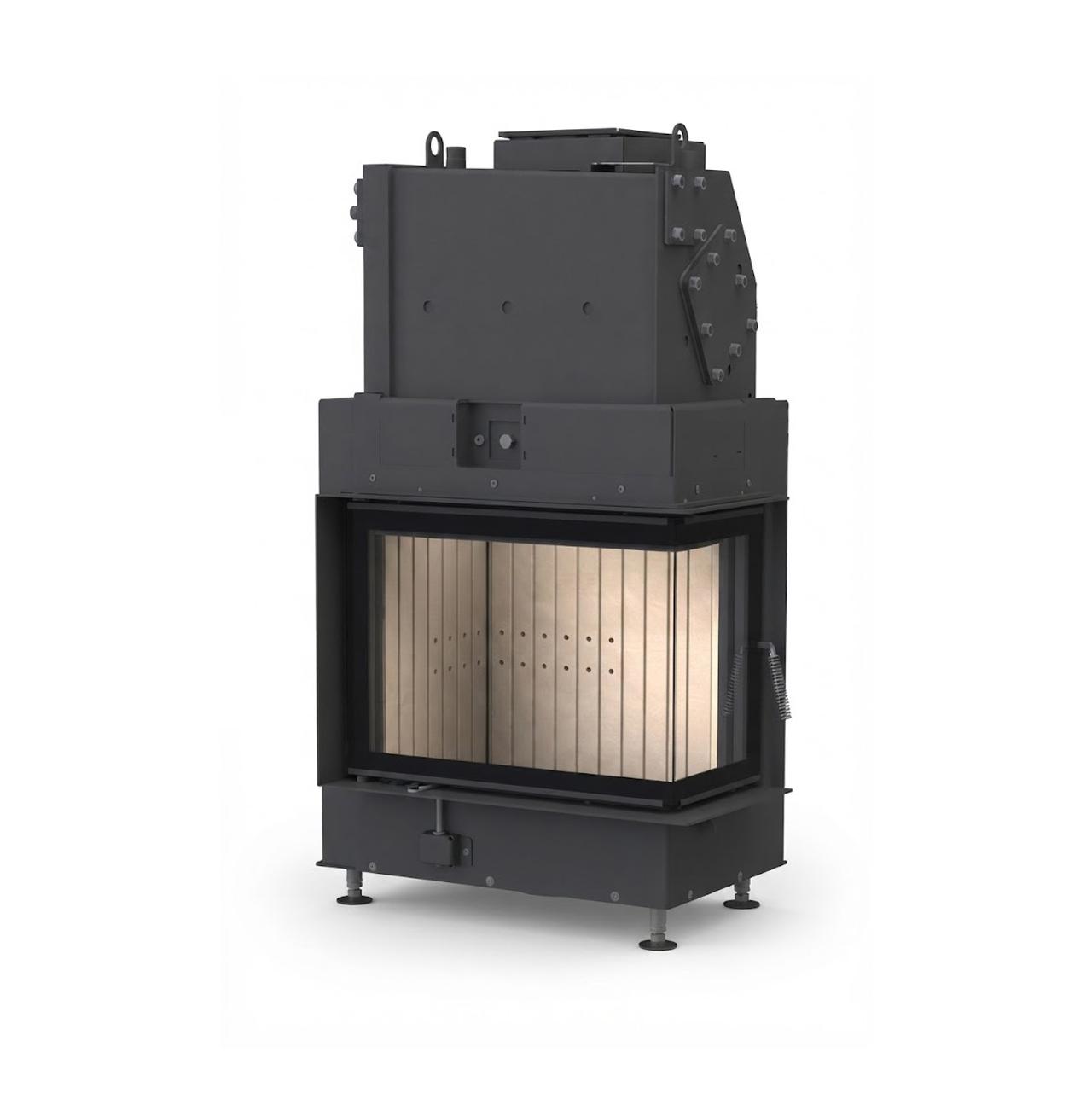 Kaminbausatz Brunner wasserführend BSK 12.1 Kamin-Kessel Eck 42/57/30 rechts, Drehtür 8 kW - Kessel-Ausführung: Glaskeramik (GK)