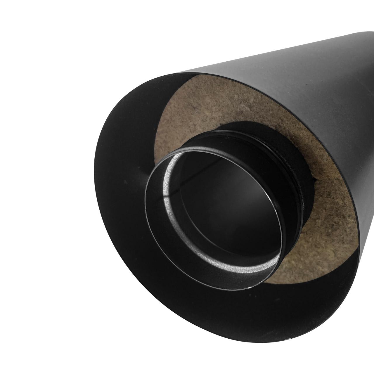 Doppelwandiges Pelletofenrohr DN 80 mm Länge 1000 mm Schwarz
